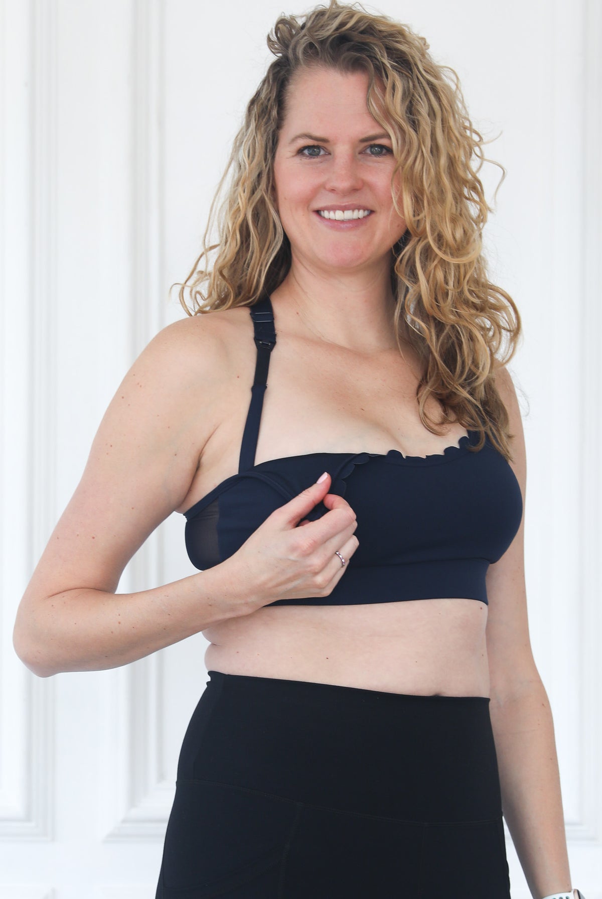 Lucie Nursing Sports Bra, High Impact, Supportive, largest chest, running, navy, Sweat and Milk