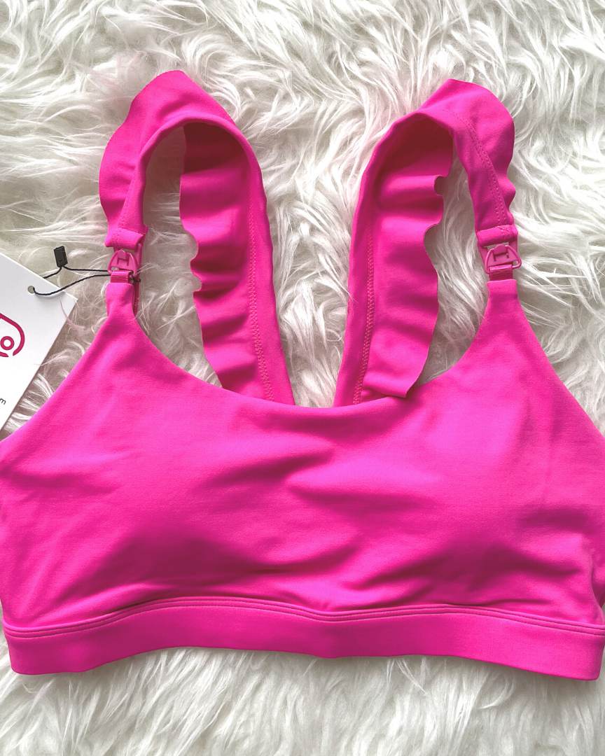Madison Ruffle Nursing Sports Bra, Medium support, running, largest breast, hot pinkMadison Ruffle Nursing Sports Bra, Medium support, running, largest breast, hot pink
