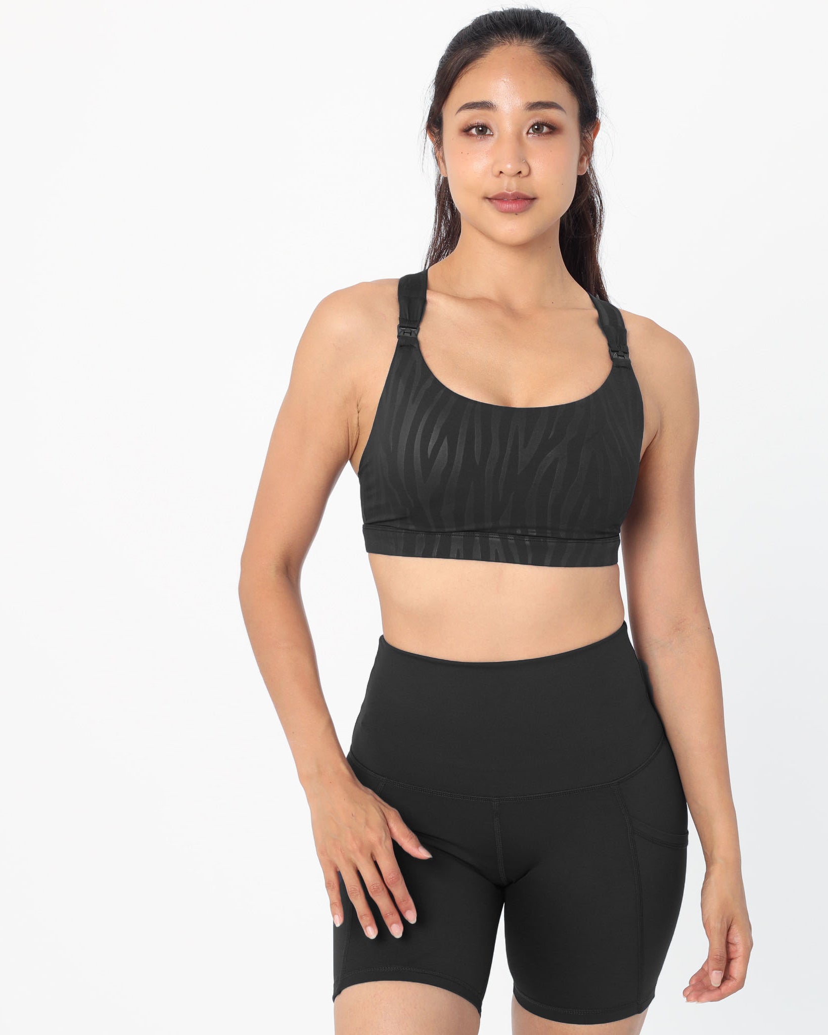 Venice 2 High Impact Nursing and pumping Sports Bra, clip down nursing bra, large cups, adjustable, tiger, Sweat and Milk
