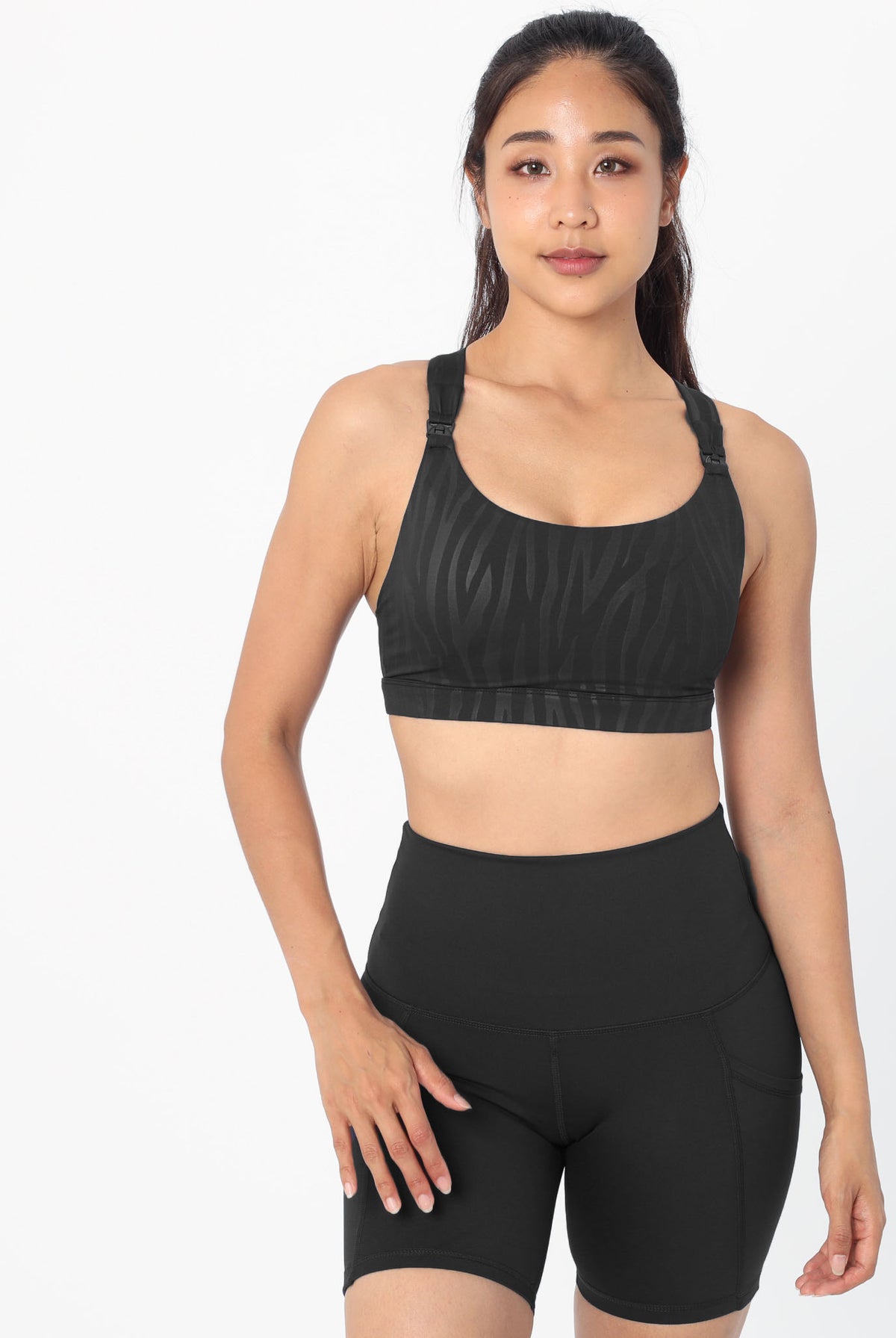 Venice 2 High Impact Nursing and pumping Sports Bra, clip down nursing bra, large cups, adjustable, tiger, Sweat and Milk