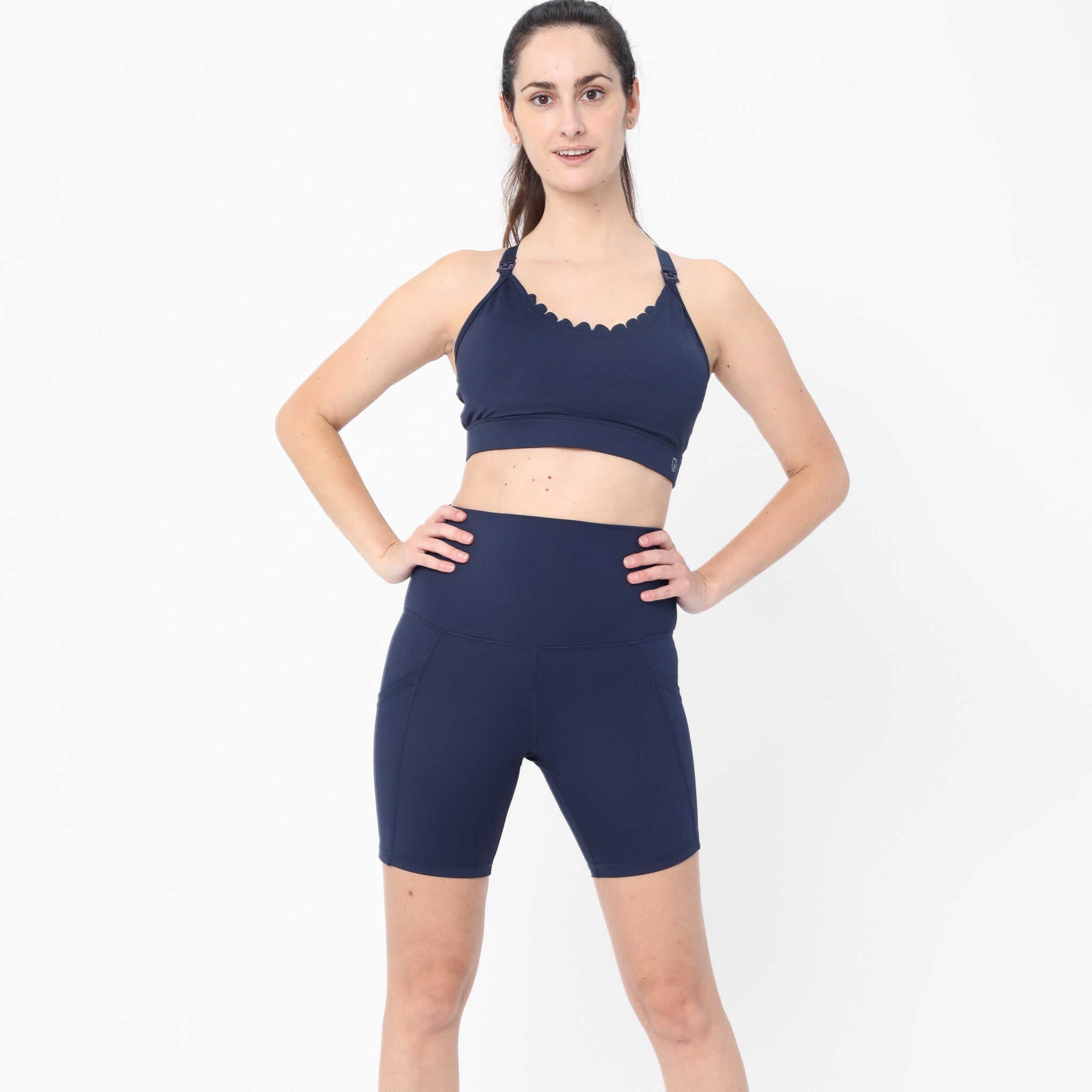Lucie Nursing Sports Bra, High Impact, Supportive, largest chest, running, navy, Sweat and Milk