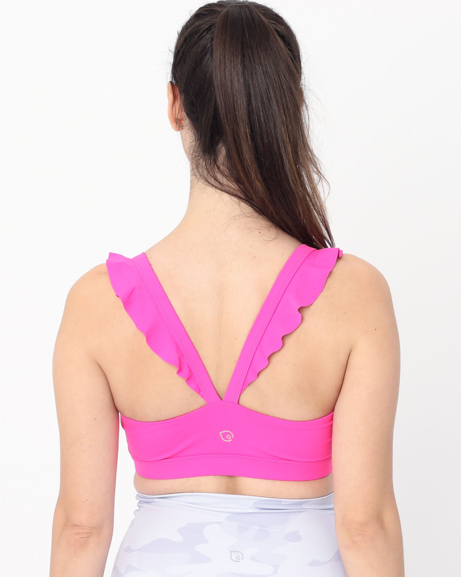 Madison Ruffle Nursing Sports Bra, Medium support, running, largest breast, hot pink