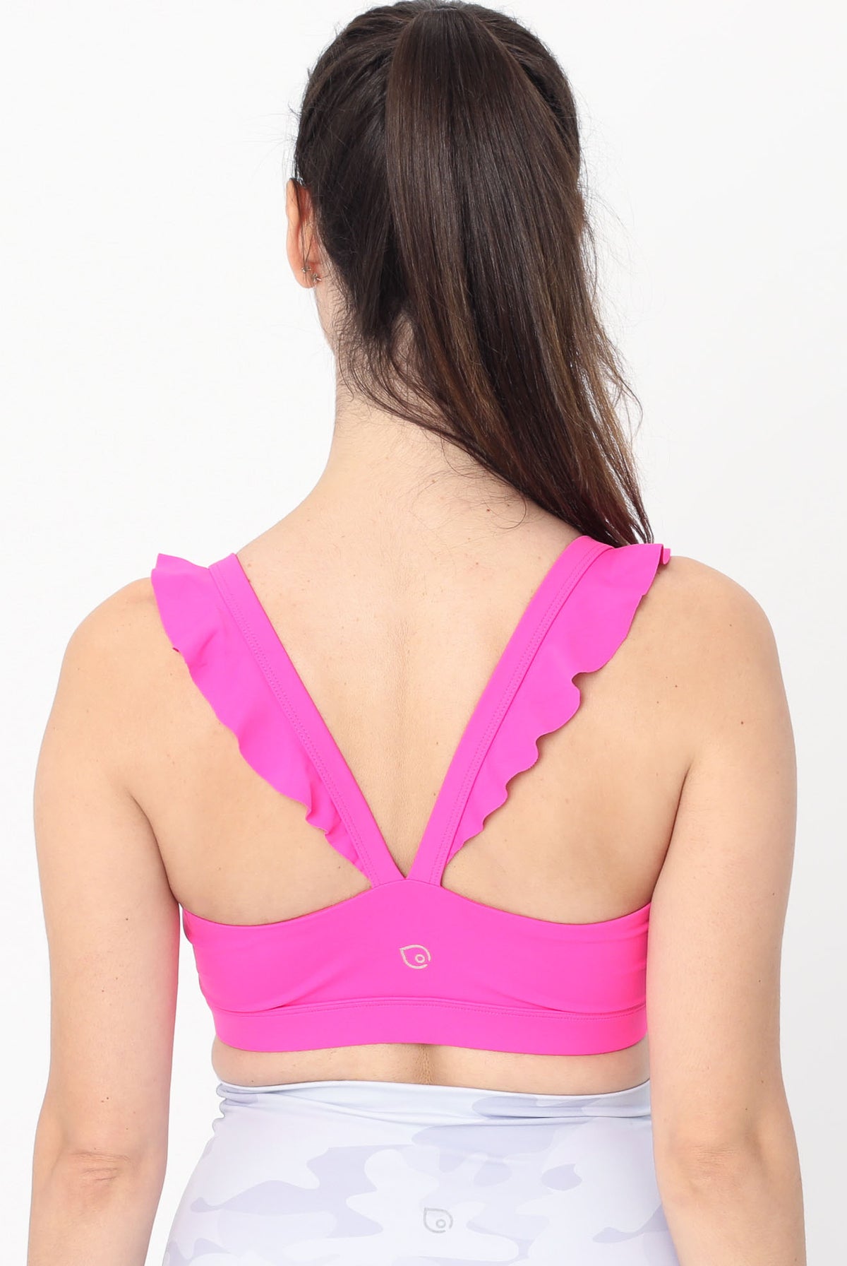 Madison Ruffle Nursing Sports Bra, Medium support, running, largest breast, hot pink