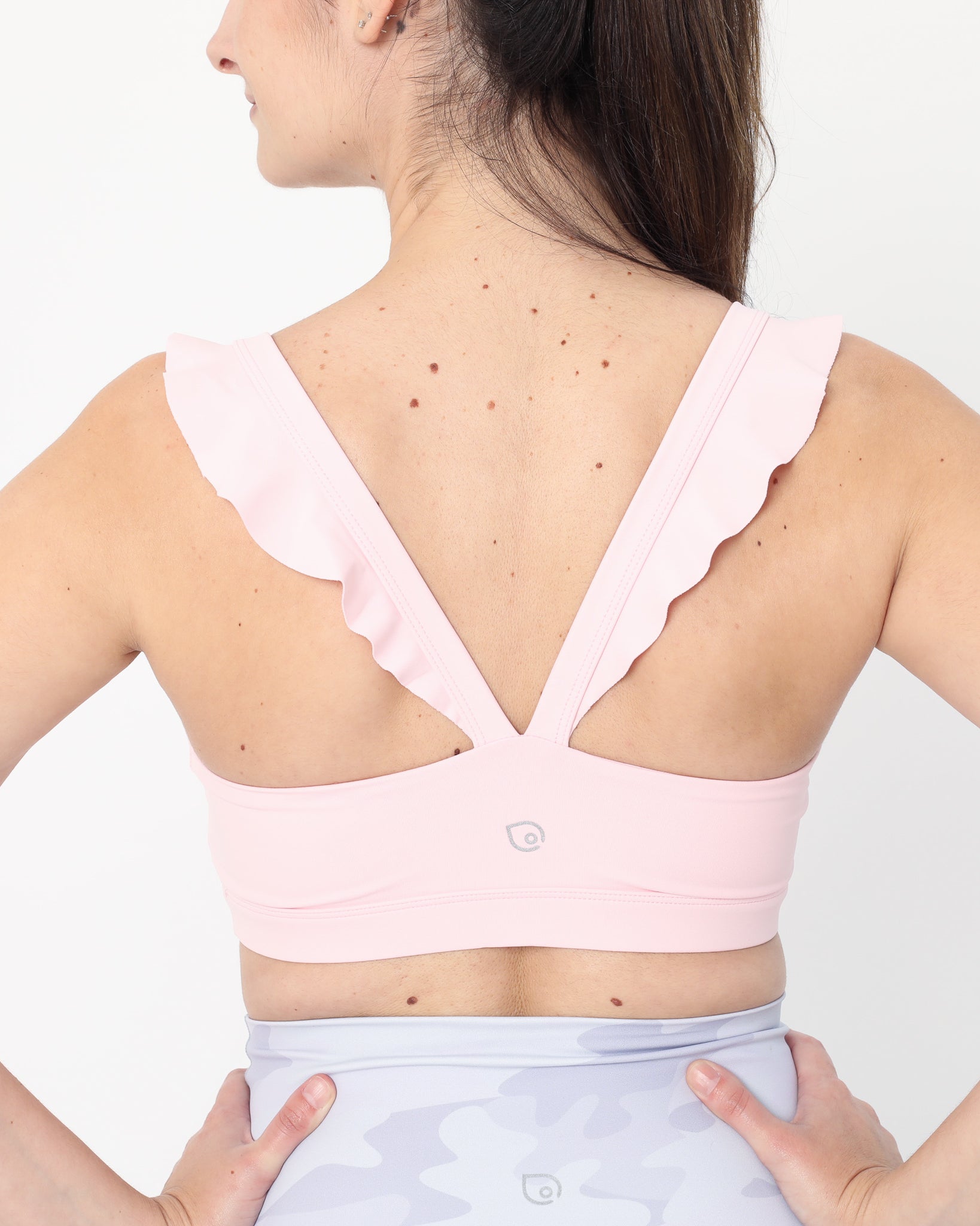 Madison Ruffle Nursing Sports Bra, Medium support, running, largest breast, blush pink