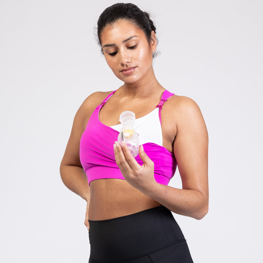 Venice 3 High Impact nursing sports bra for DDD cup, big chested, dragon fruit, Sweat and Milk
