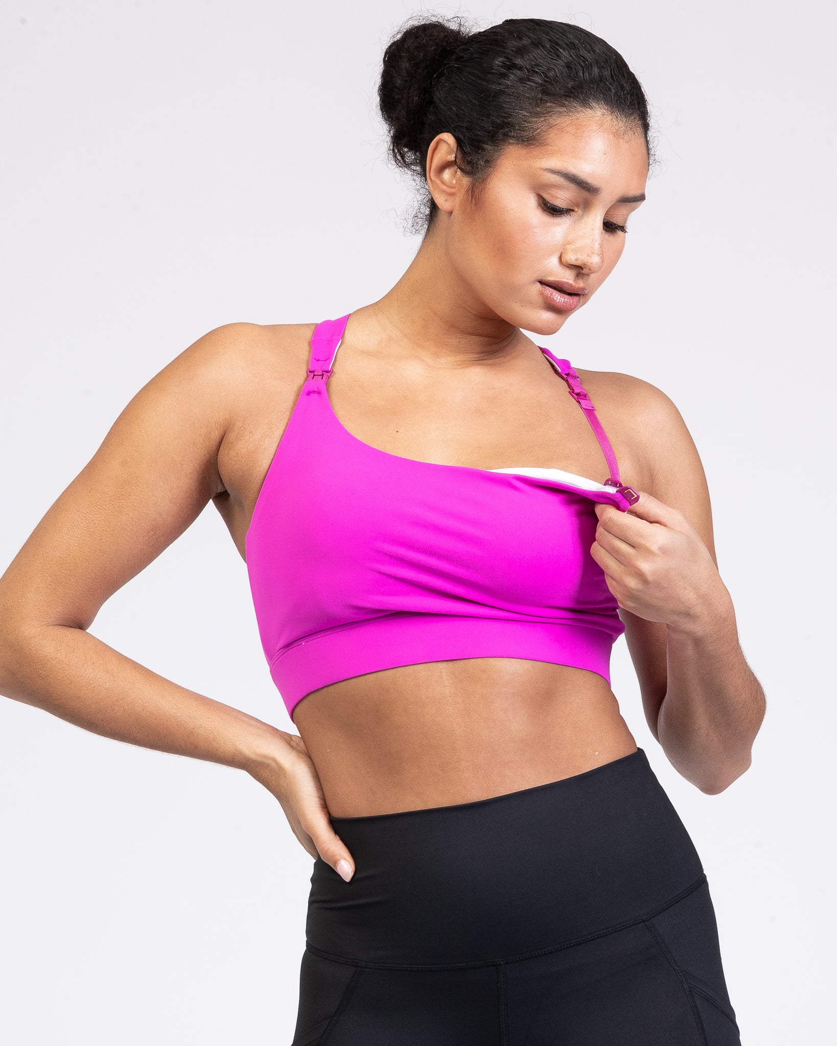 Venice 3 High Impact nursing sports bra for DDD cup, big chested, dragon fruit, Sweat and Milk