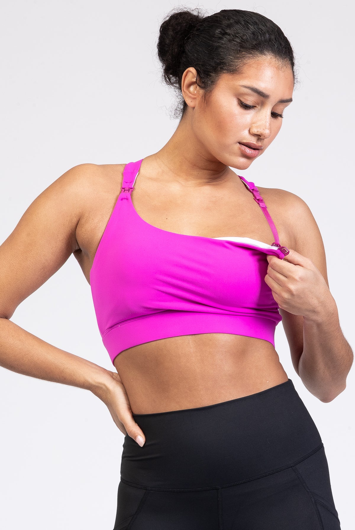 Venice 3 High Impact nursing sports bra for DDD cup, big chested, dragon fruit, Sweat and Milk