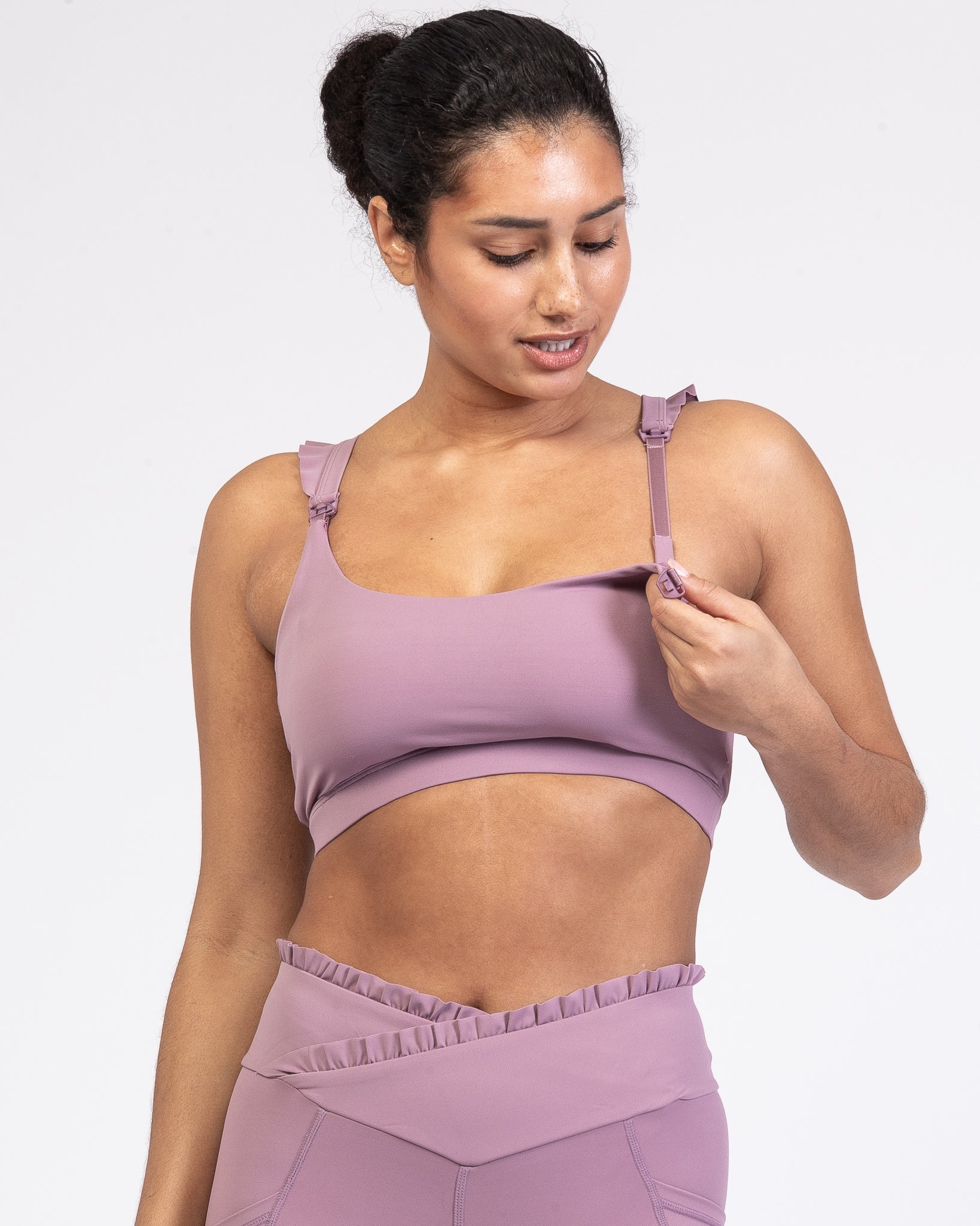 Madison Nursing Sports Bra, Medium Impact, Supportive, largest chest, running, lavender