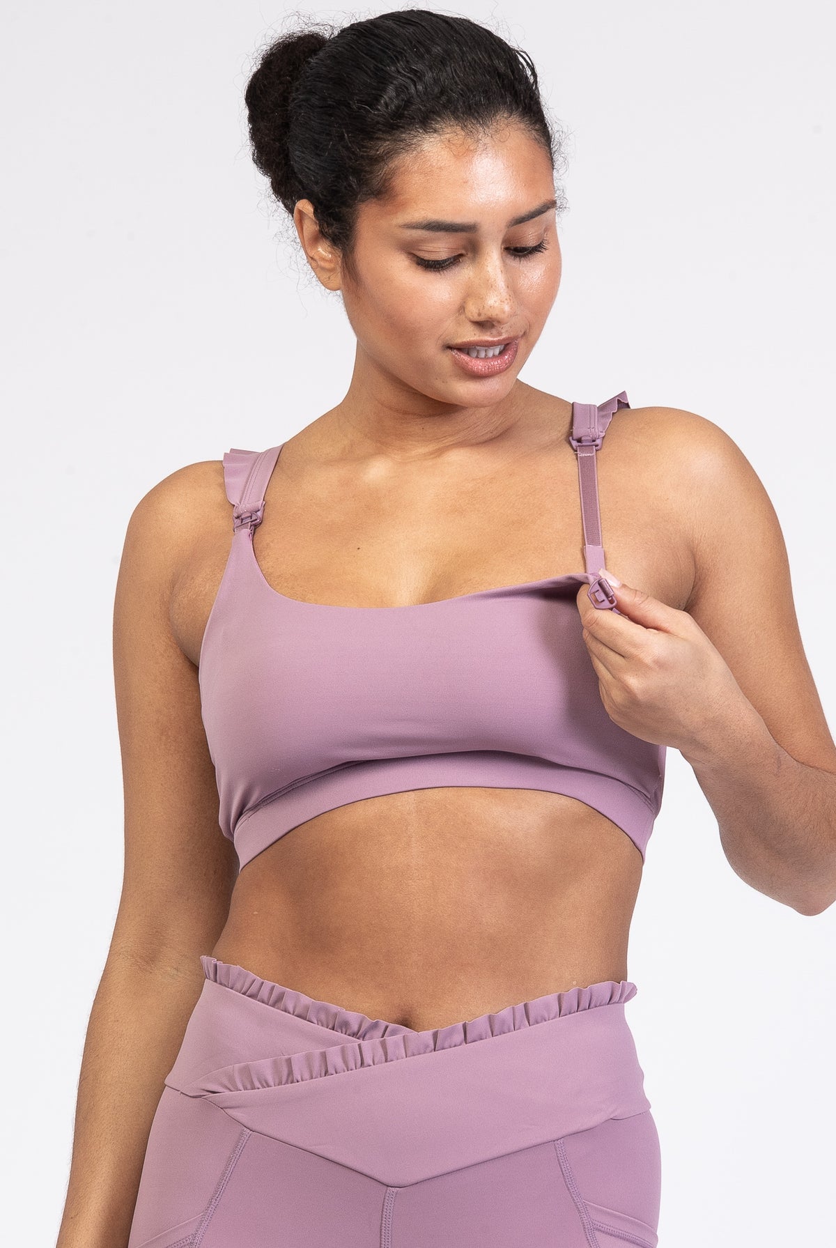 Madison Nursing Sports Bra, Medium Impact, Supportive, largest chest, running, lavender