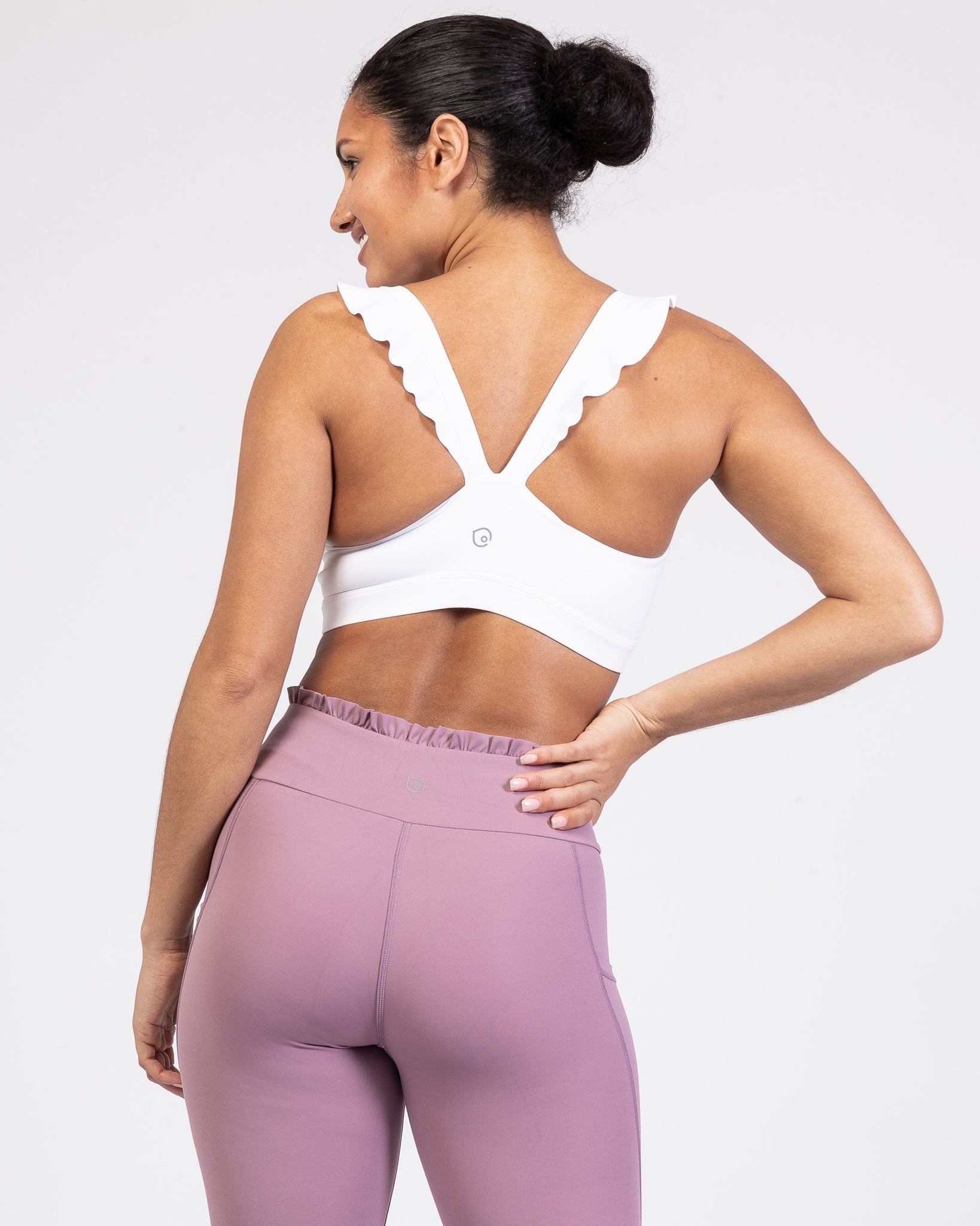 Madison Ruffle Nursing Sports Bra, Medium support, running, largest breast, white