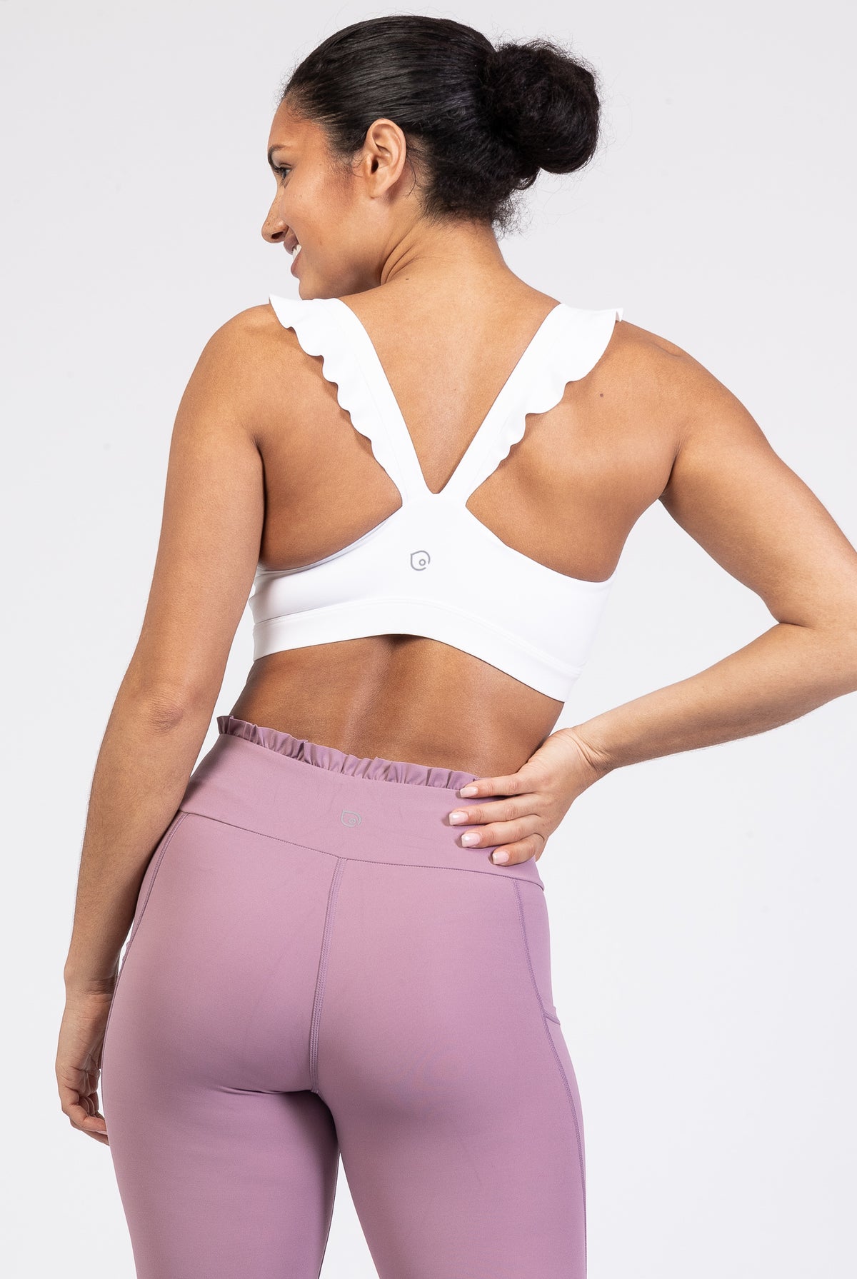 Madison Ruffle Nursing Sports Bra, Medium support, running, largest breast, white
