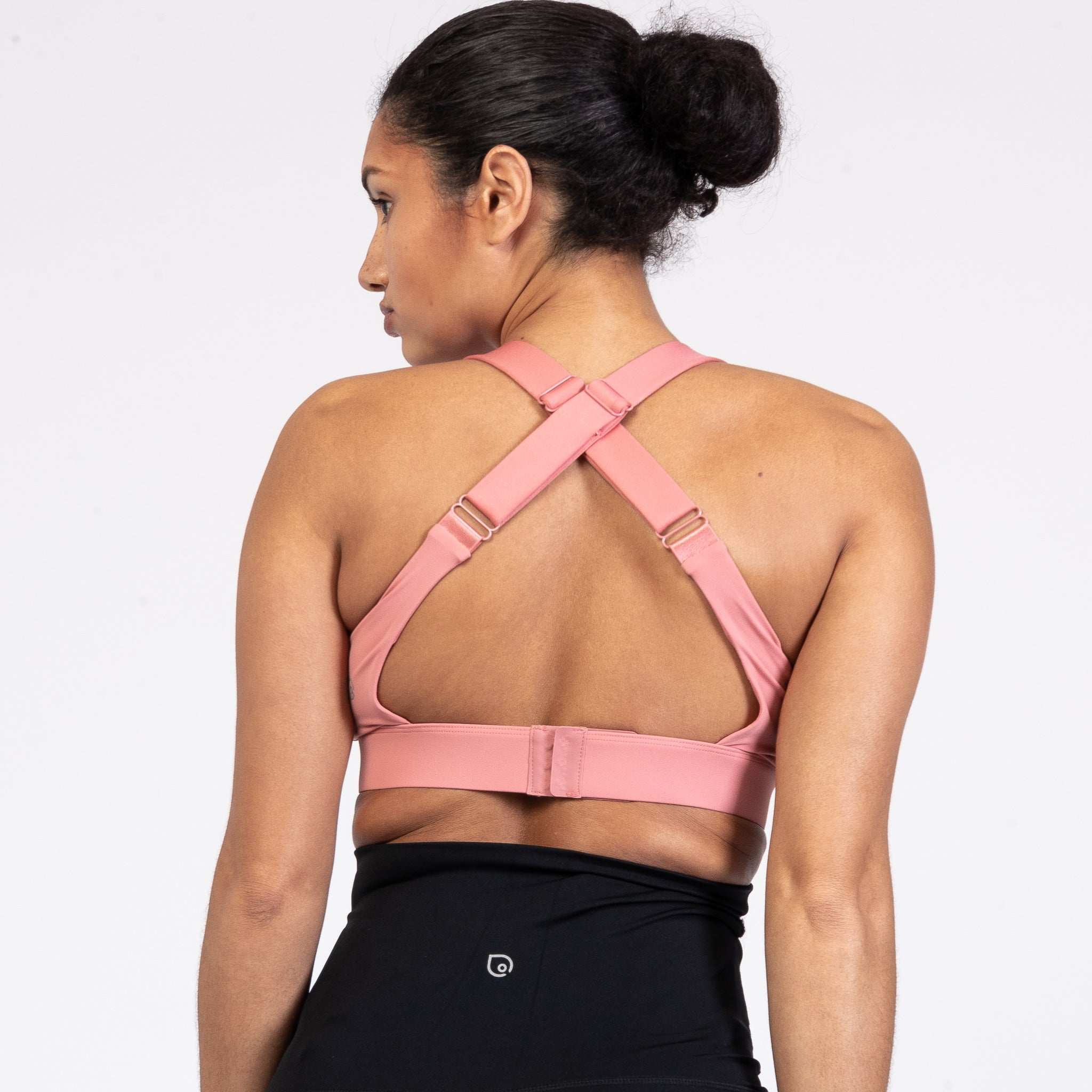 Venice High Impact Nursing Sports Bra, clip down nursing bra, large cups, adjustable, peach, Sweat and Milk