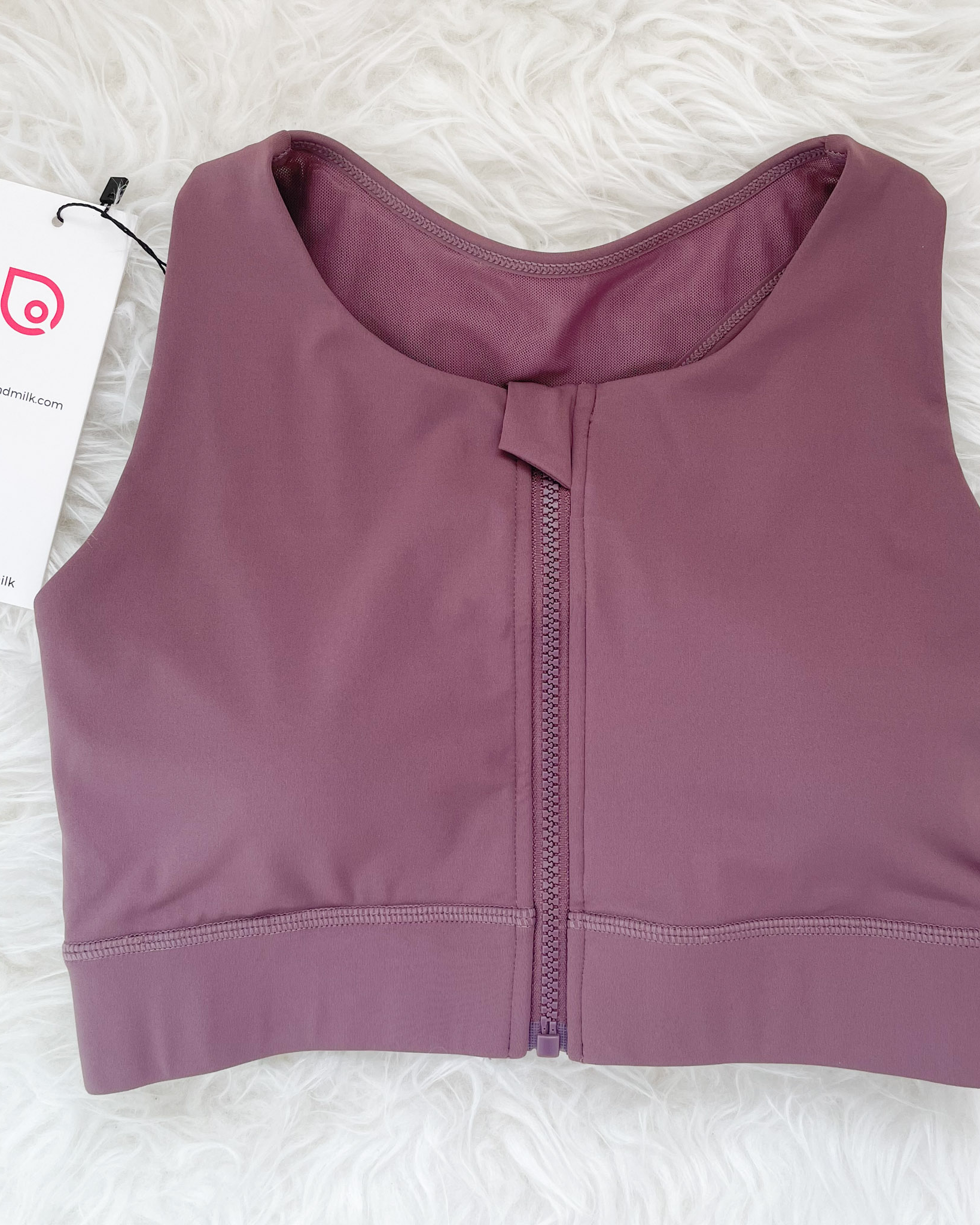 Capucine 2 nursing and hands free pumping nursing sports bra, high impact, high coverage, Smoky Plum - Sweat and Milk