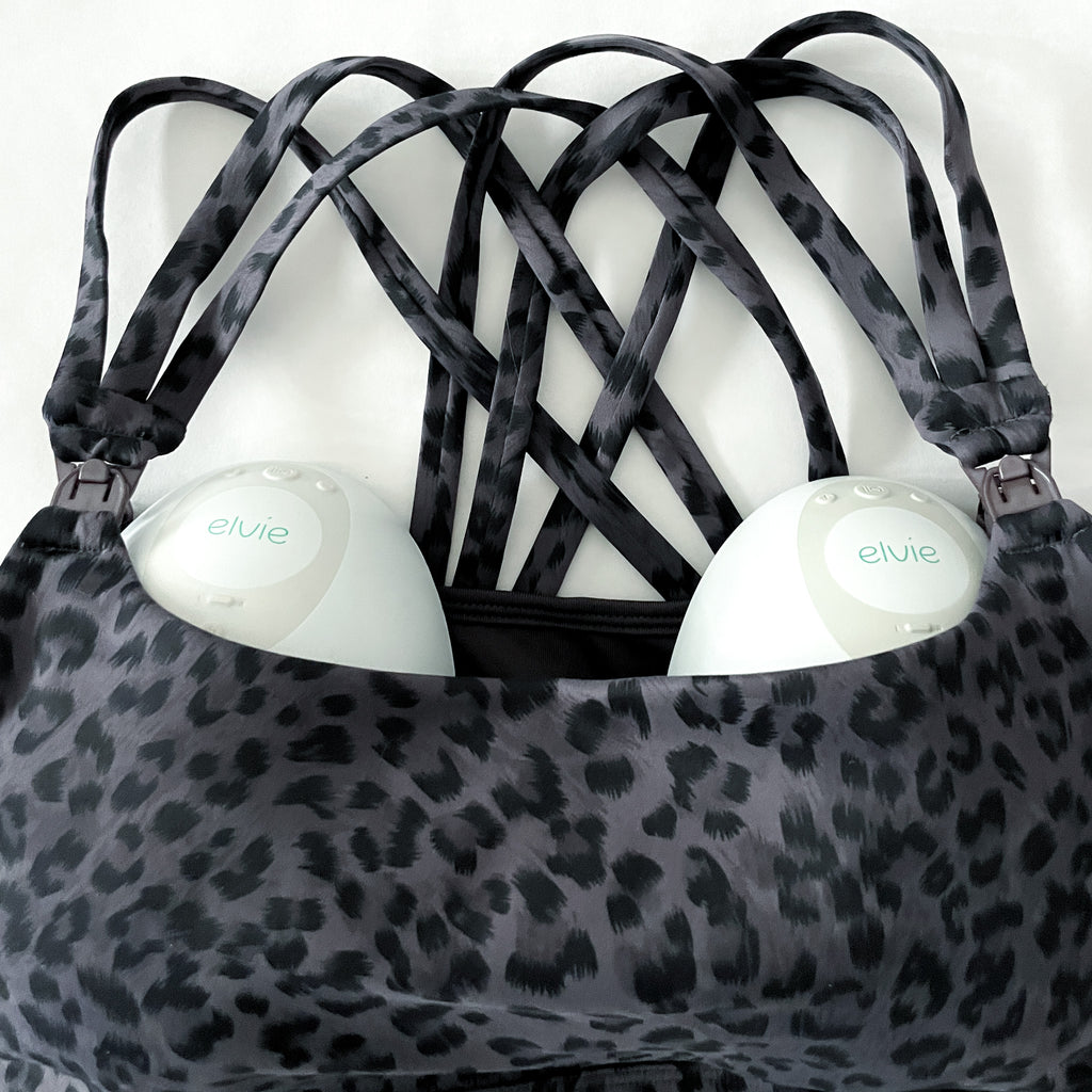 Chloe 4 high impact running nursing & pumping sports bra, high coverage, strappy back, A-G cups, sweat and milk