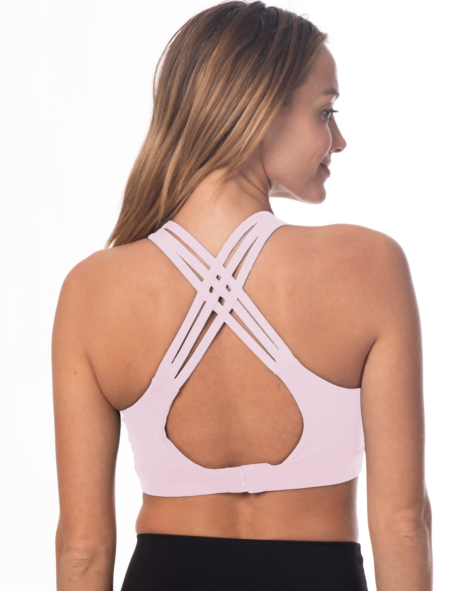 Chloe 3 Running Nursing Sports Bra, black, strappy back, supportive, stylish, mid high impact, mid high coverage