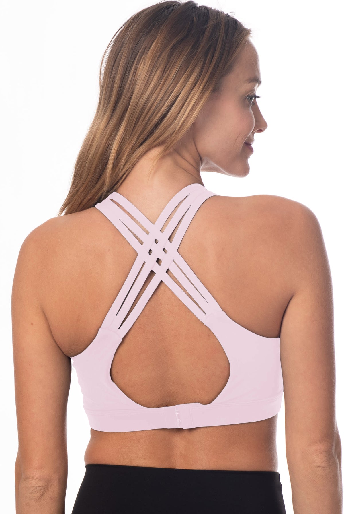 Chloe 3 Running Nursing Sports Bra, black, strappy back, supportive, stylish, mid high impact, mid high coverage