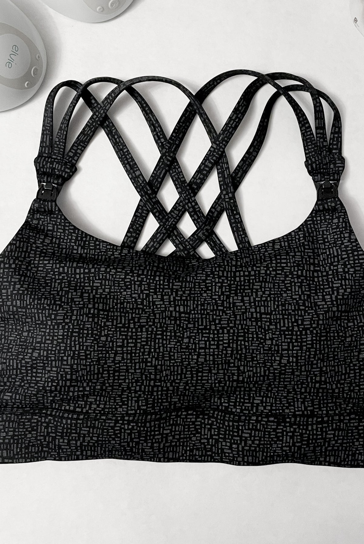 Chloe 4 High Impact running nursing & pumping sports bra, B-G cups, large breasts, strappy back, adjustable, black, sweat and milk