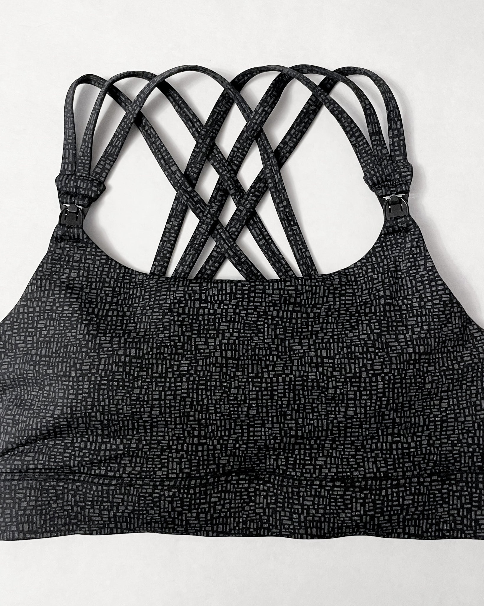 Chloe 4 High Impact running nursing & pumping sports bra, B-G cups, large breasts, strappy back, adjustable, black, sweat and milk