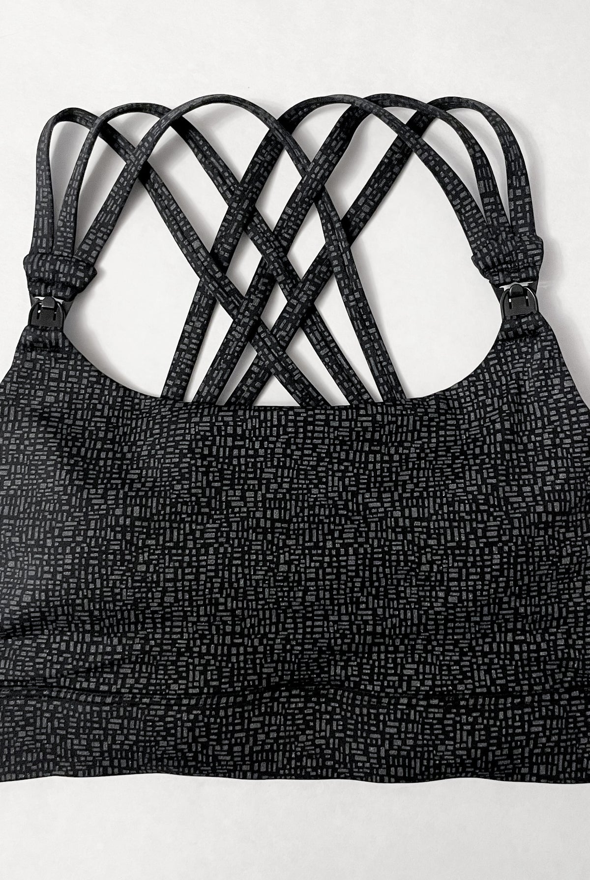 Chloe 4 High Impact running nursing & pumping sports bra, B-G cups, large breasts, strappy back, adjustable, black, sweat and milk