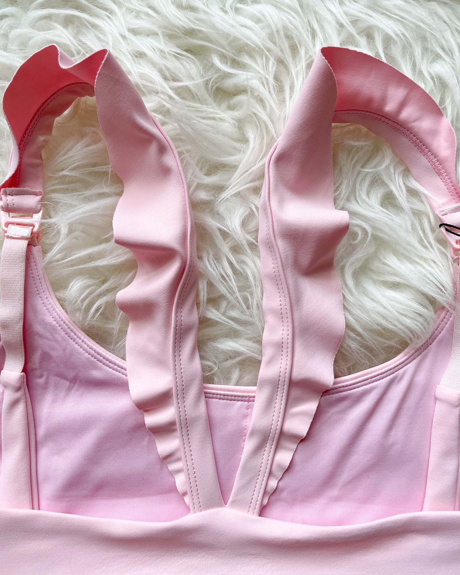 Madison Ruffle Nursing Sports Bra, Medium support, running, largest breast, blush pink