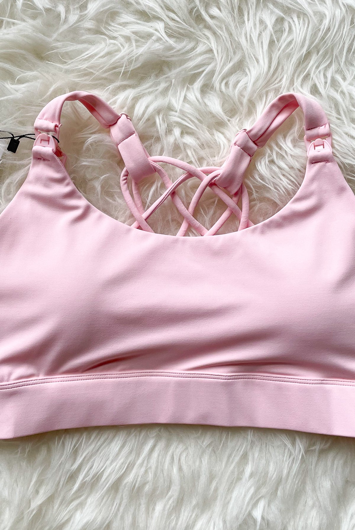 Océane 4 Nursing sports Bra, hands free pumping, blush, strappy back, adjustable, big chested, supportive