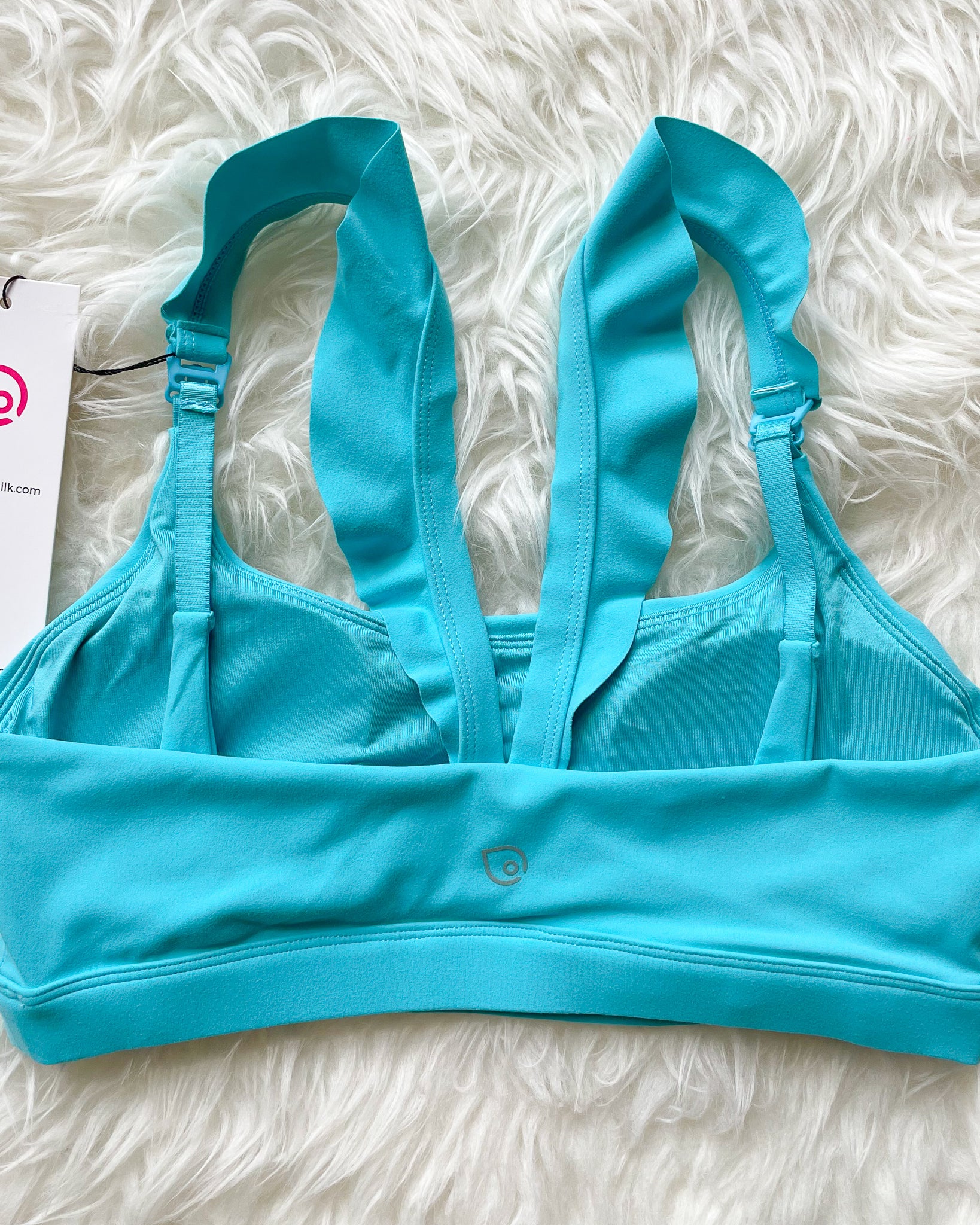 Madison Ruffle Nursing Sports Bra, Medium support, running, largest breast, aqua