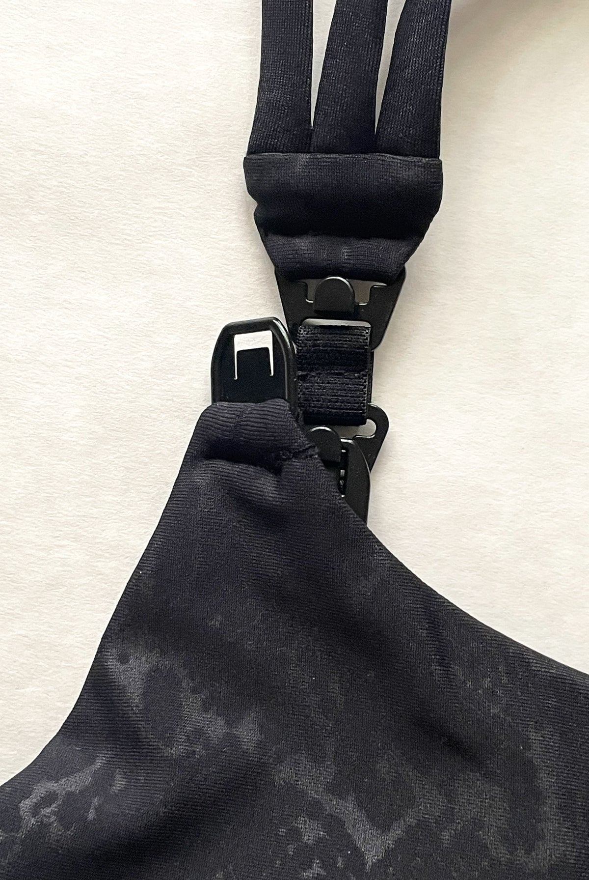 Chloe 4 Running Nursing and Pumping Sports Bra, black, strappy back, supportive, stylish, mid high impact, high coverage, supportive, large chest, black, sweat and milk