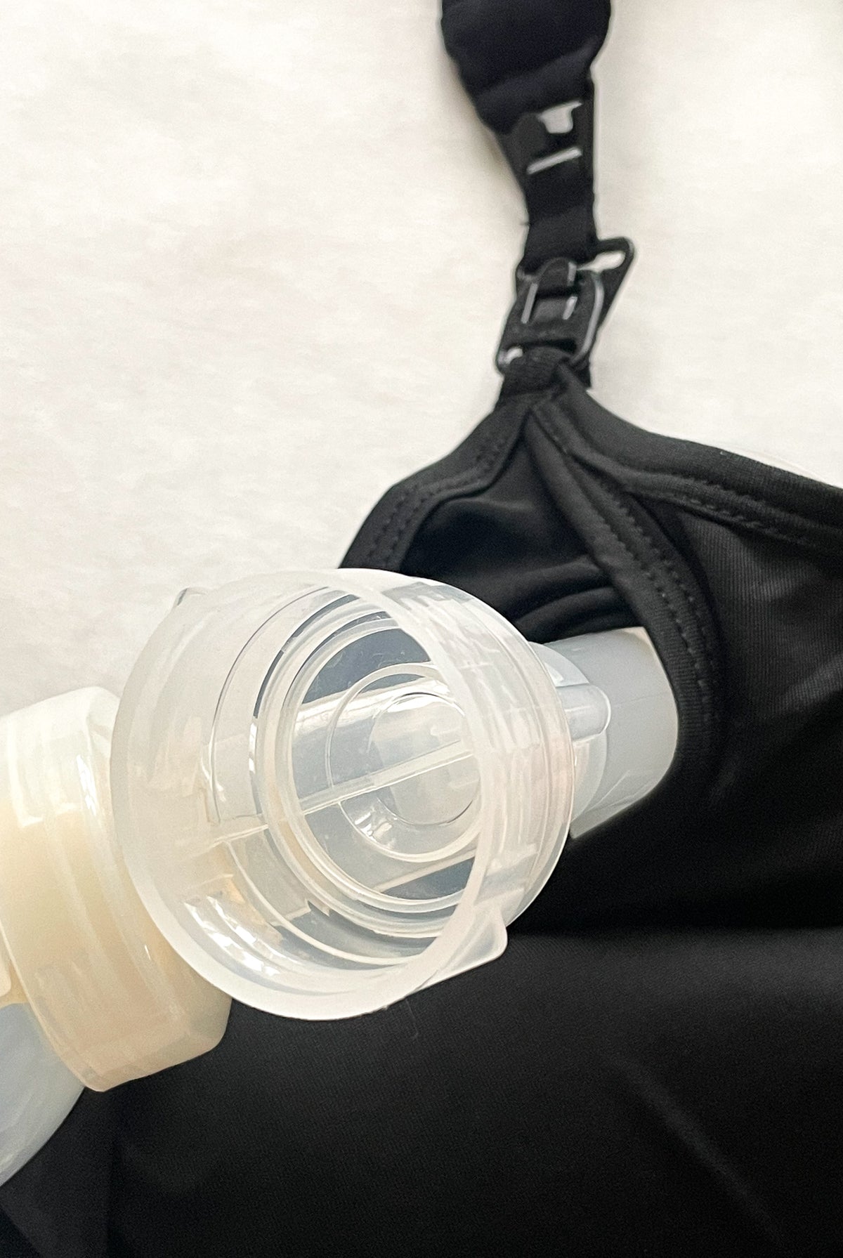 Chloe 4 Running Nursing and Pumping Sports Bra, black, strappy back, supportive, stylish, mid high impact, high coverage, supportive, large chest, black, sweat and milk