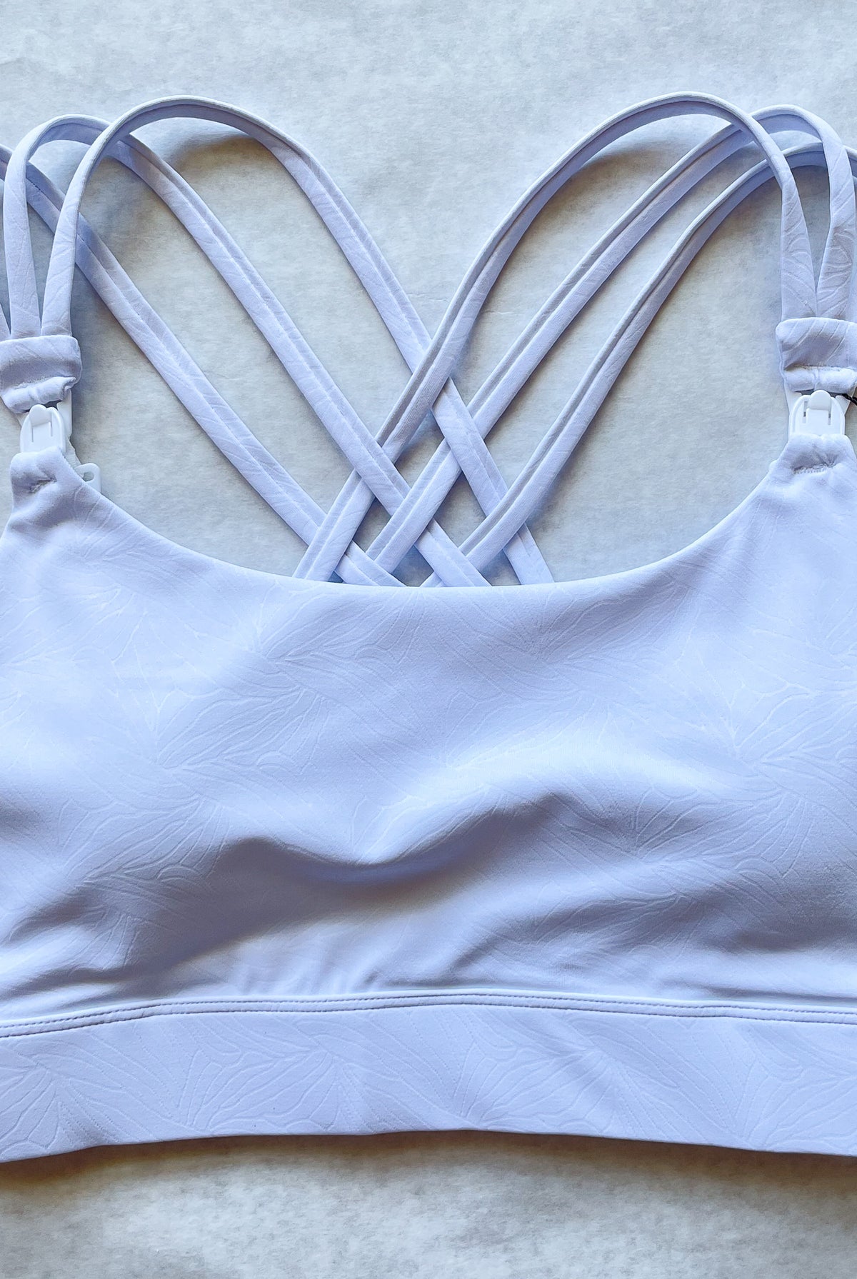 Chloe 4 Running Nursing and Pumping Sports Bra, black, strappy back, supportive, stylish, mid high impact, high coverage, supportive, large chest, white floral, sweat and milk