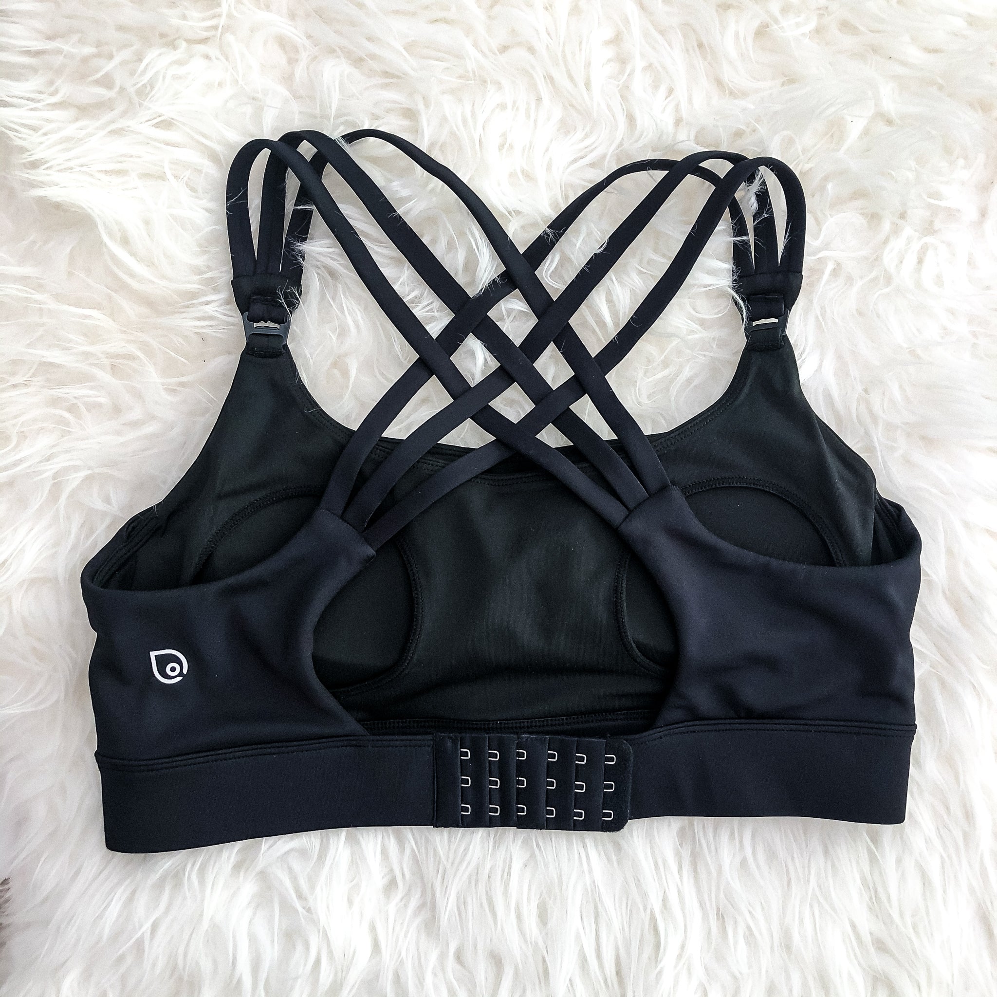 Chloe 3 Running Nursing Sports Bra, black, strappy back, supportive, stylish, mid high impact, mid high coverage