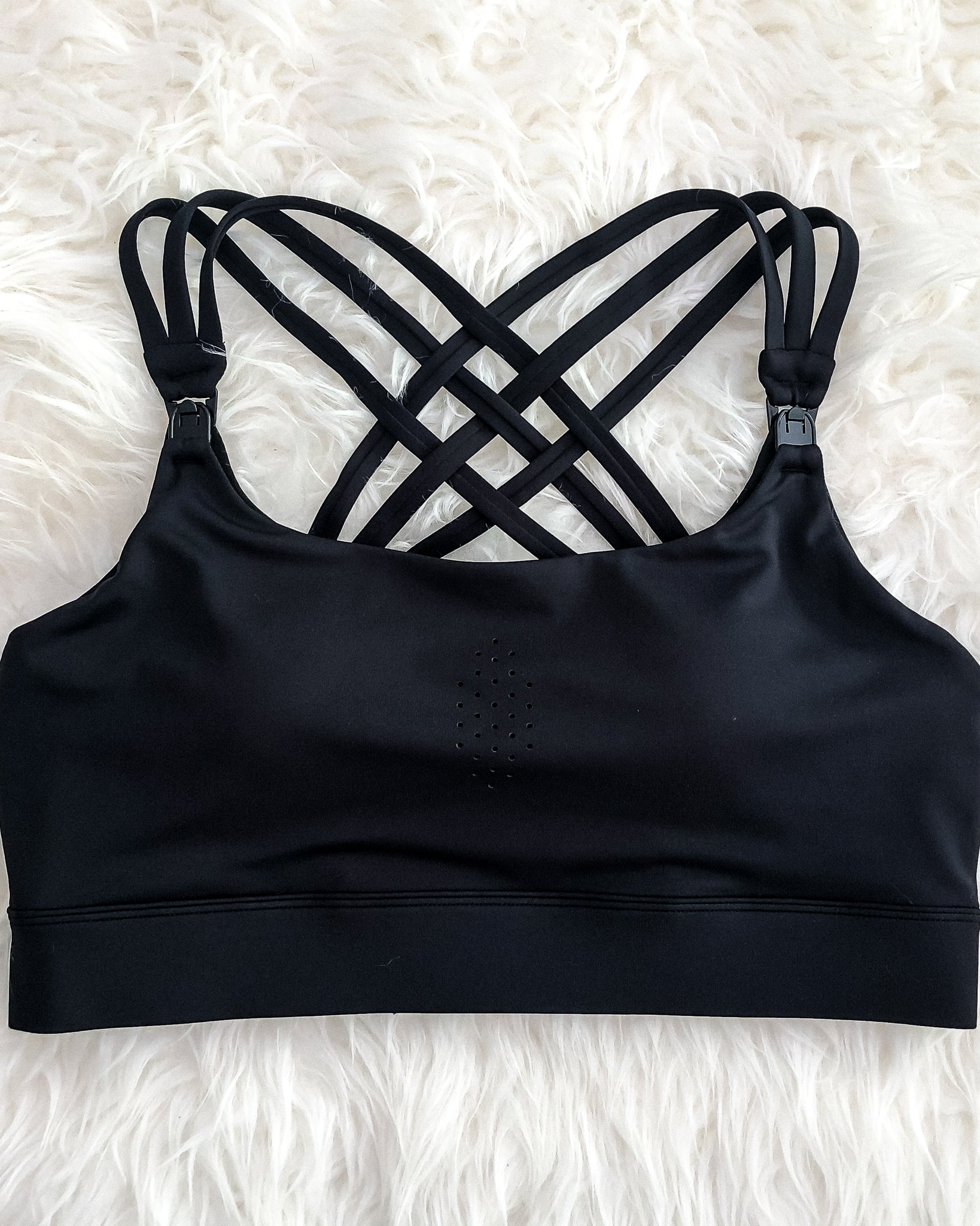 Chloe 3 Running Nursing Sports Bra, black, strappy back, supportive, stylish, mid high impact, mid high coverage