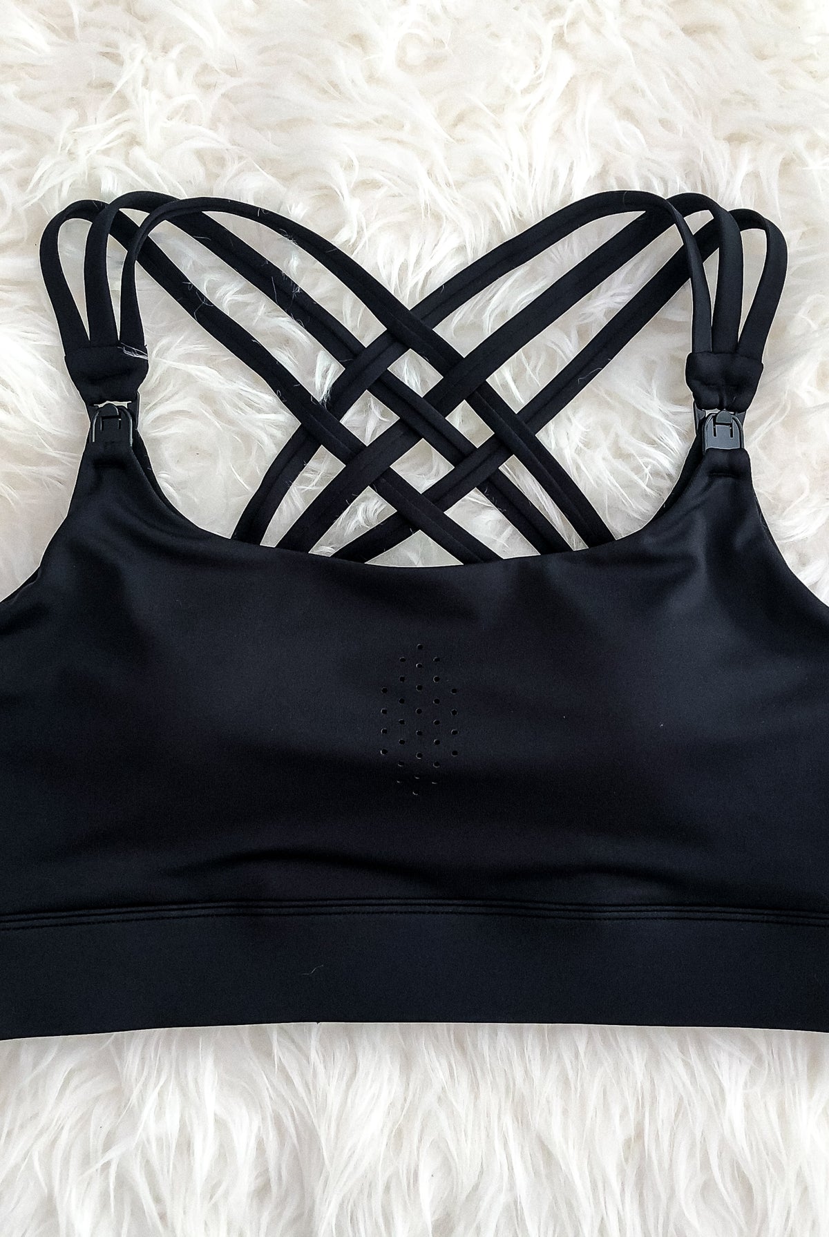 Chloe 3 Running Nursing Sports Bra, black, strappy back, supportive, stylish, mid high impact, mid high coverage