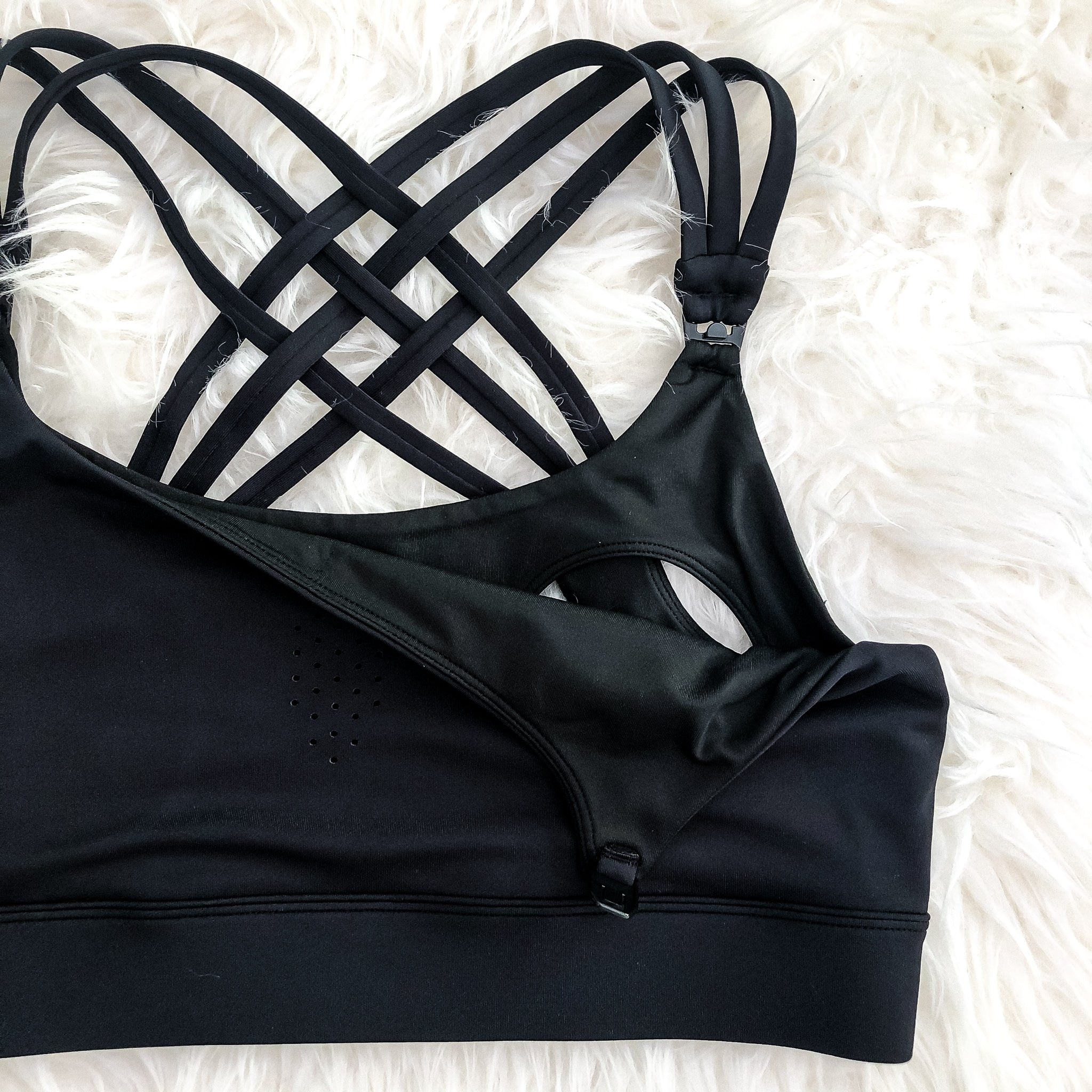 Chloe 3 Running Nursing Sports Bra, black, strappy back, supportive, stylish, mid high impact, mid high coverage
