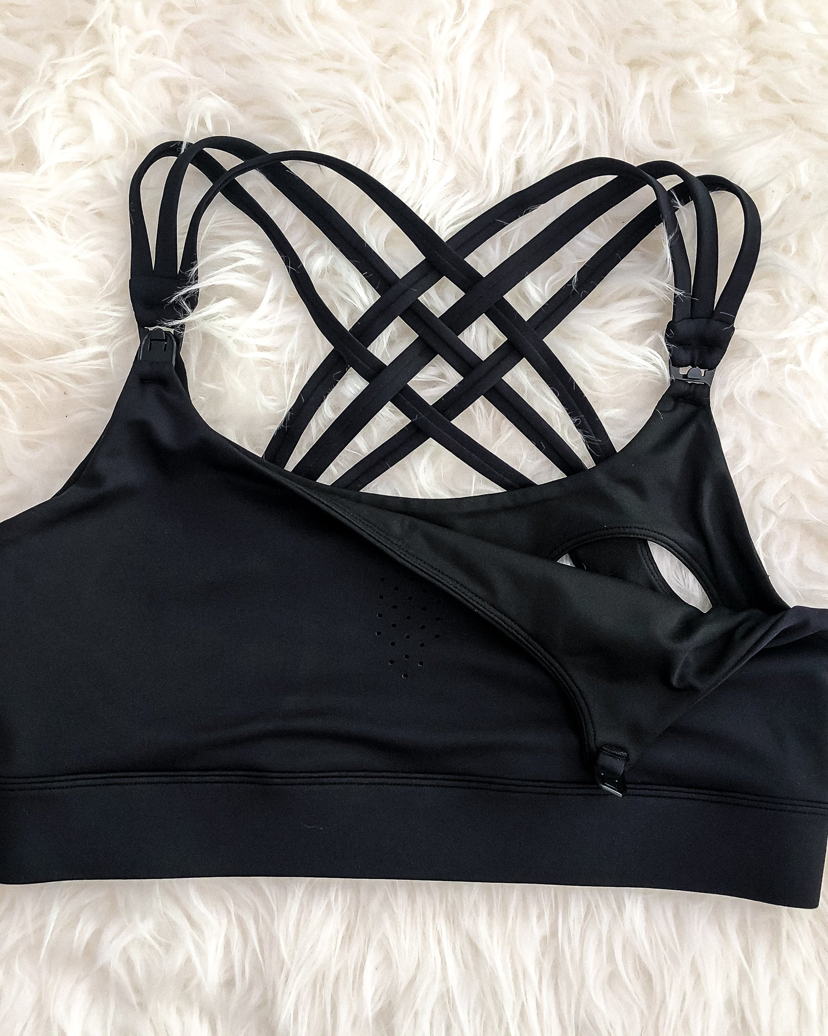 Chloe 3 Running Nursing Sports Bra, black, strappy back, supportive, stylish, mid high impact, mid high coverage