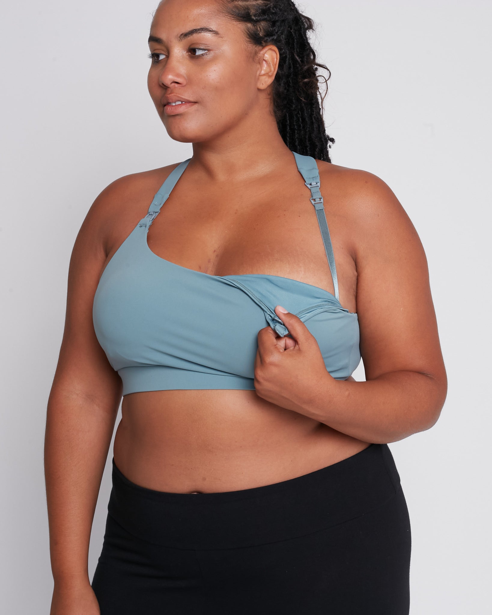Venice 3 high impact nursing and pumping sports bra, DDD cup, seagrass, Sweat and Milk
