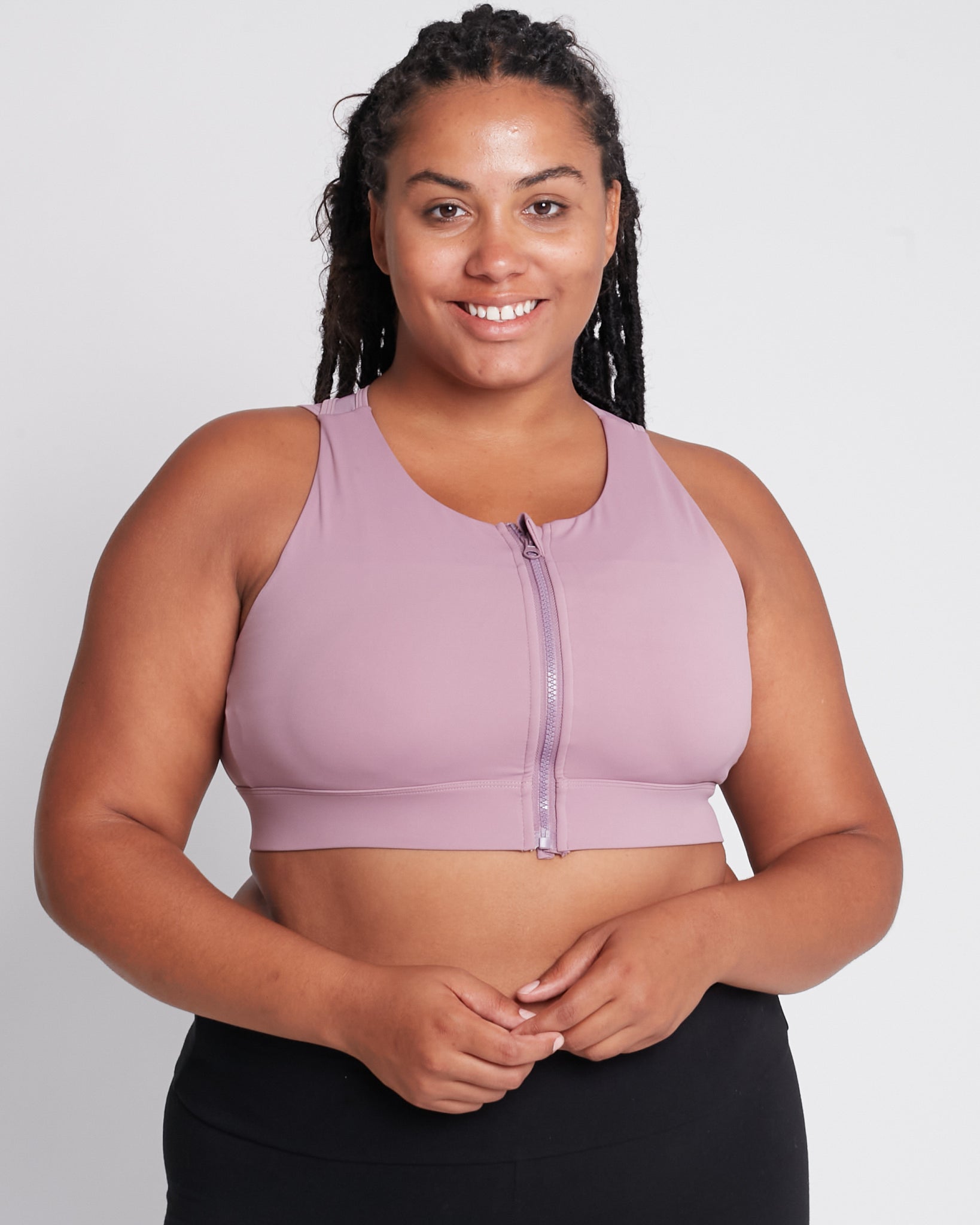 Capucine 2 nursing and hands free pumping nursing sports bra, high impact, high coverage, Smoky Plum - Sweat and Milk