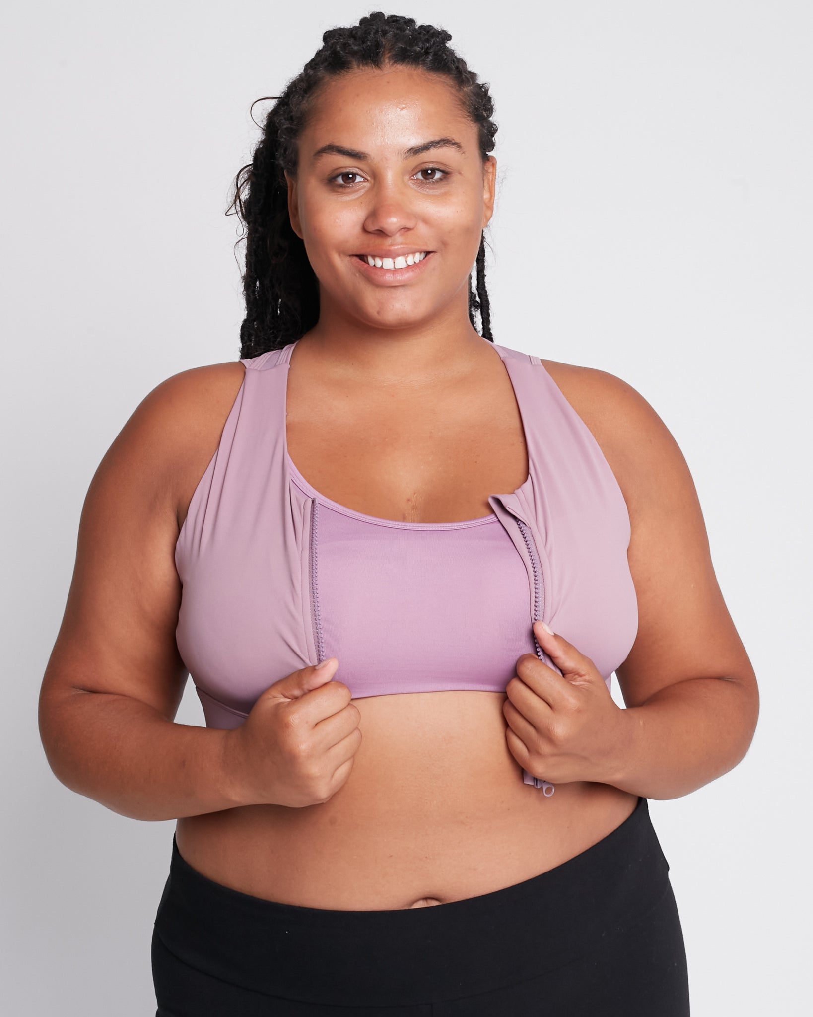 Capucine 2 nursing and hands free pumping nursing sports bra, high impact, high coverage, Smoky Plum - Sweat and Milk