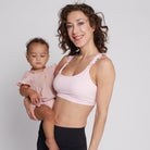 Madison Ruffle Nursing Sports Bra, Medium support, running, largest breast, blush pink