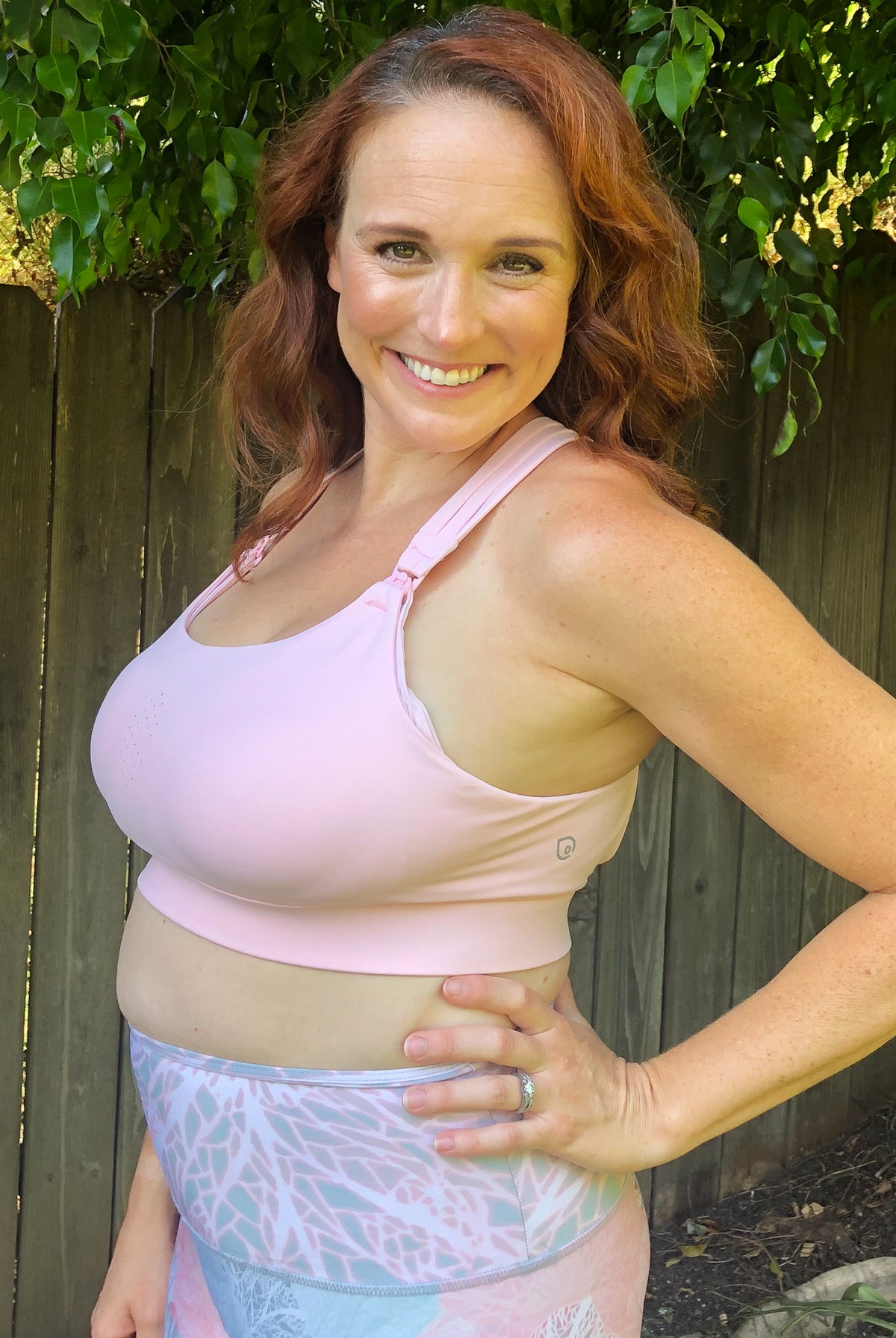Chloe 3 Running Nursing Sports Bra, strappy back, high impact, stylish, blush
