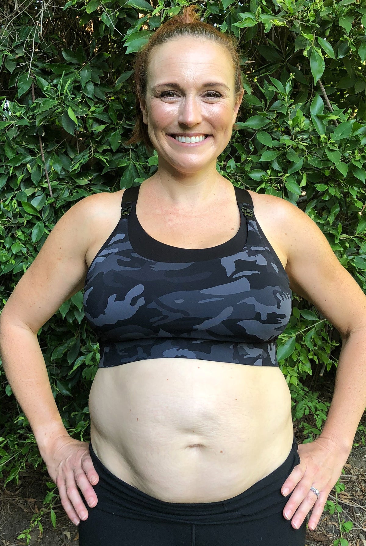 Venice High Impact Nursing Sports Bra, clip down nursing bra, large cups, adjustable, Camo, Sweat and Milk