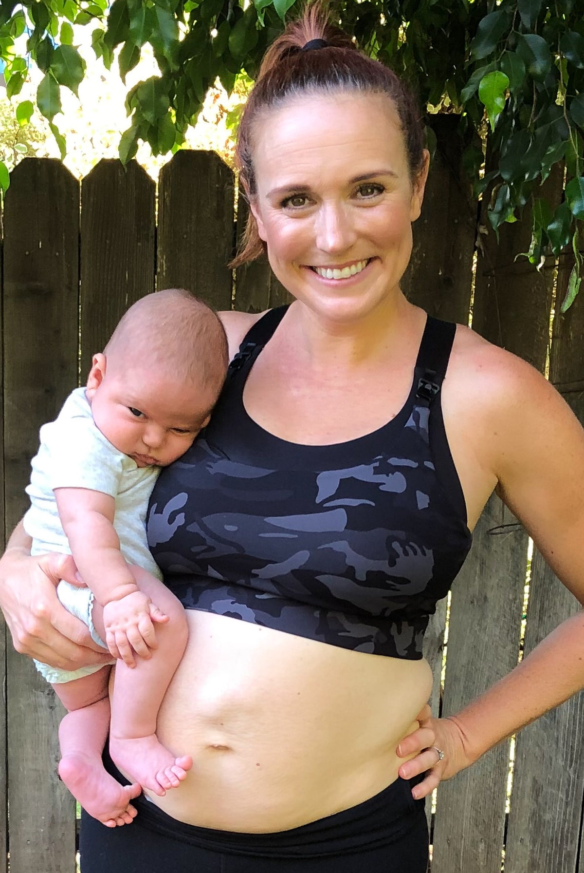 Venice High Impact Nursing Sports Bra, clip down nursing bra, large cups, adjustable, Camo, Sweat and Milk
