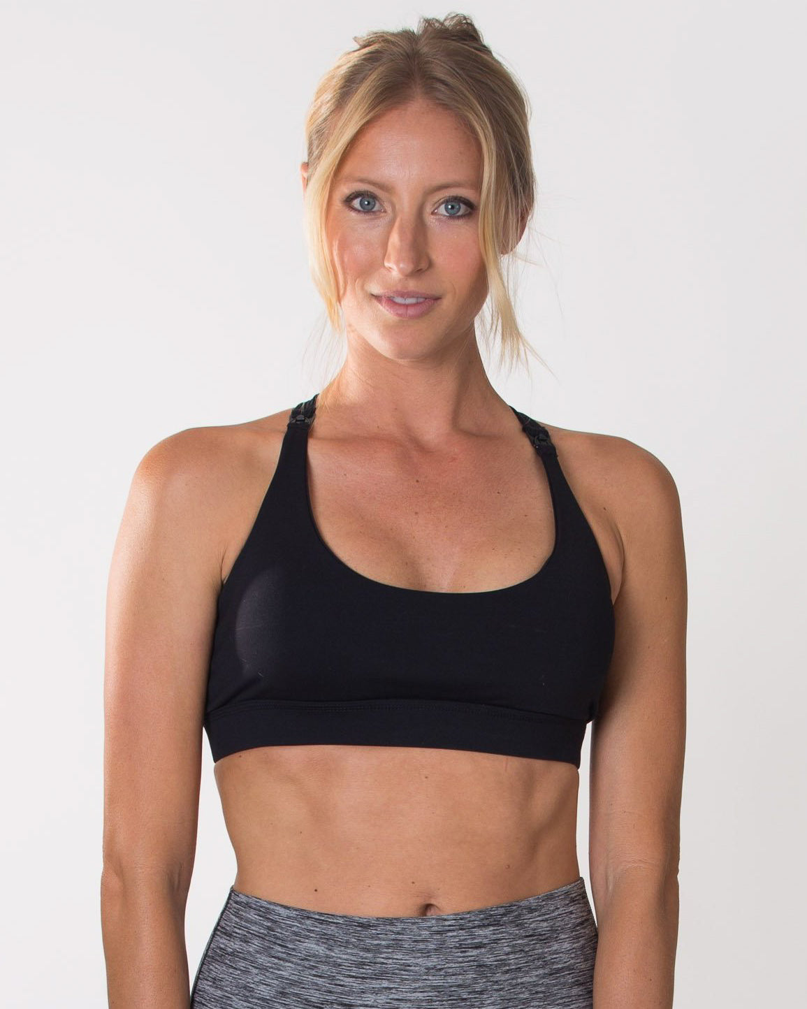 Océane 2 - Yoga Nursing Sports Bra, strappy nursing sports bra (Noir) - Sweat and Milk LLC
