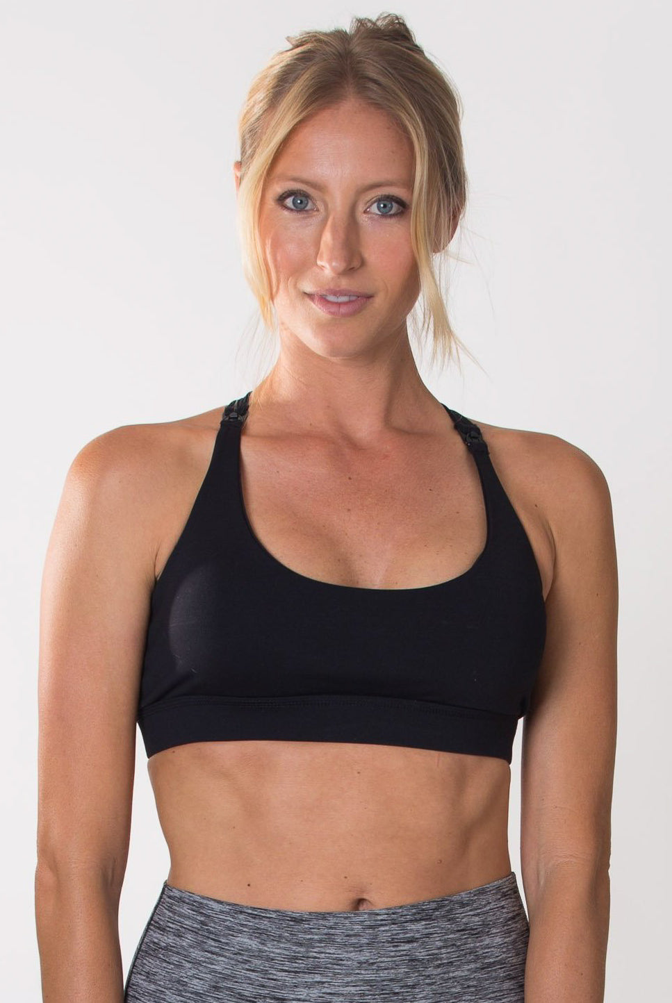 Océane 2 - Yoga Nursing Sports Bra, strappy nursing sports bra (Noir) - Sweat and Milk LLC