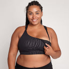 Venice 3 High Impact Nursing sports bra for big chest, DDD cup, Black Tiger, Sweat and Milk