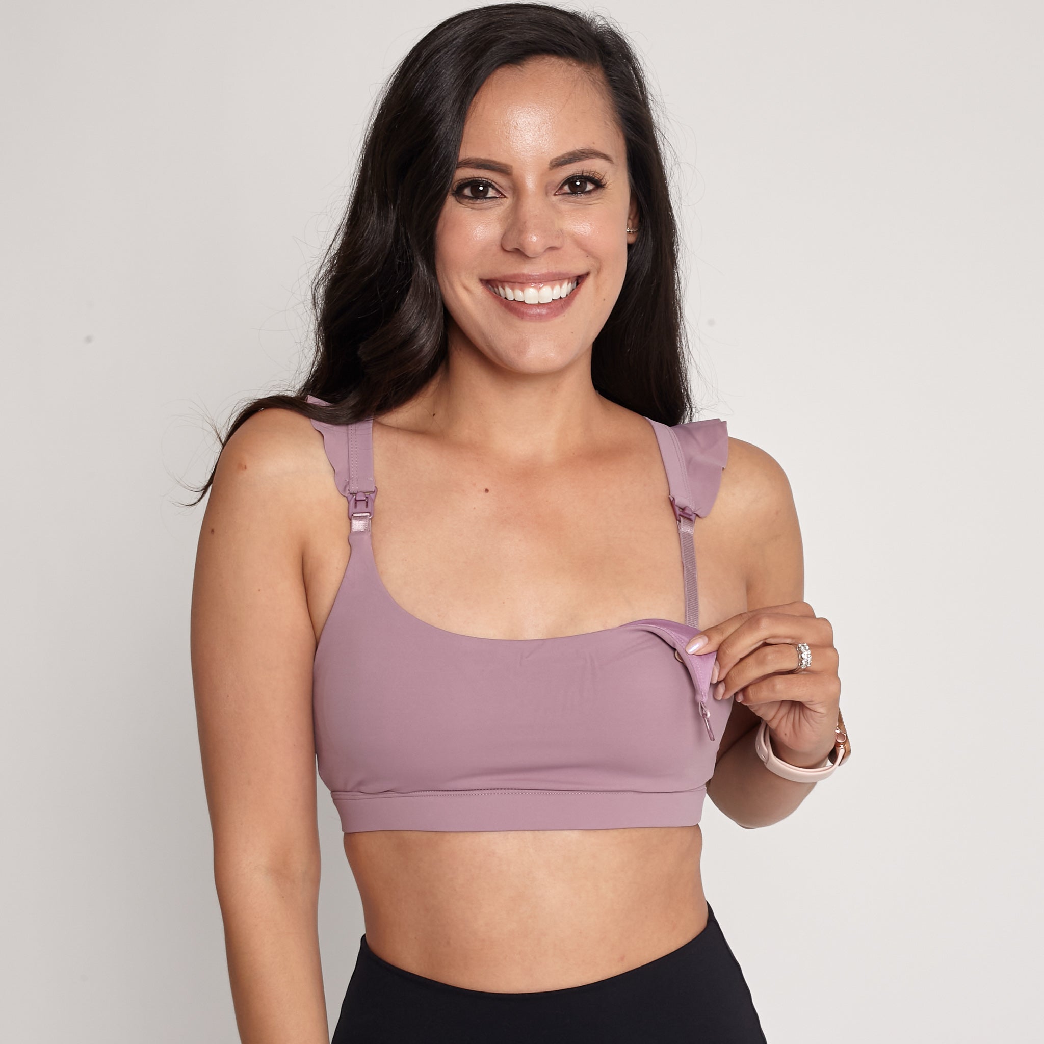 Madison Nursing Sports Bra, Medium Impact, Supportive, largest chest, running, lavender
