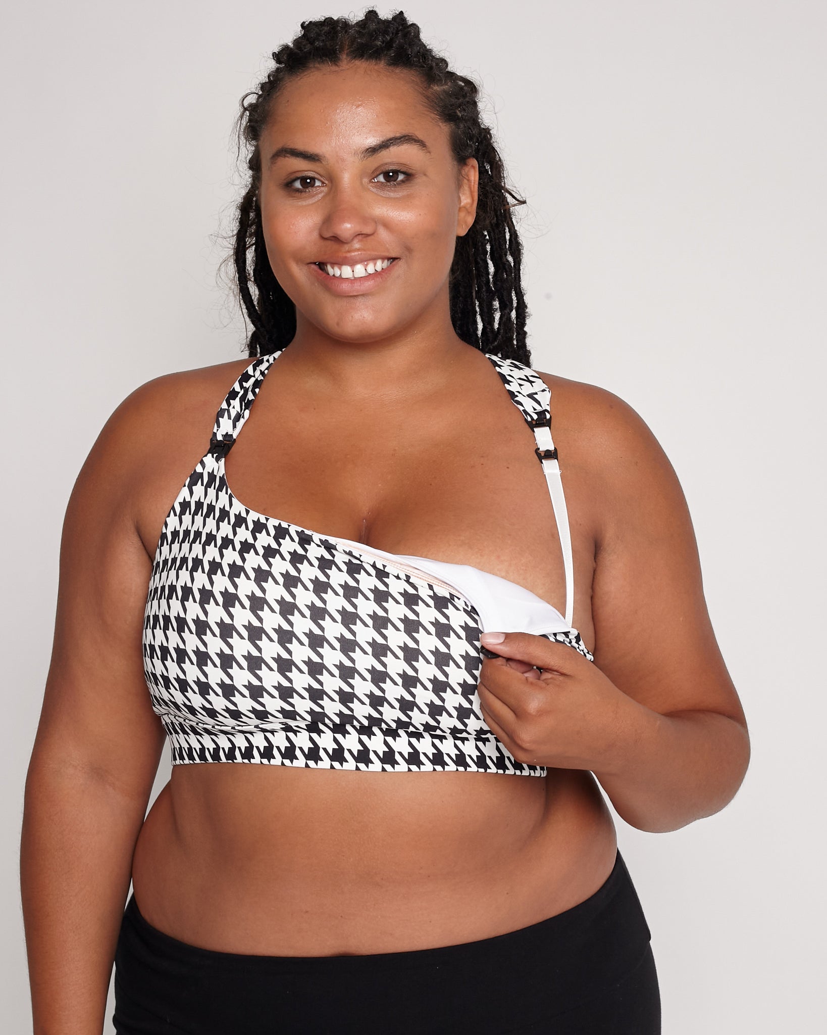 Chloe 4 running high impact nursing & pumping sports bra, large chest, big cups, sweat and milk