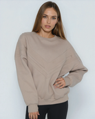 Isabella Oversized organic cotton nursing and pregnancy sweatshirt, sweat and milk, sand stone color, front shot half body