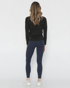 Aria seamless nursing running top long sleeve, noir, sweat and milk, front shot full body