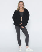 Nursing hoodie, oversized, organic cotton, invisible zipper, sweat and milk, front shot with zipper open
