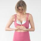 Emily medium impact nursing and pumping sports bra, sweat and milk